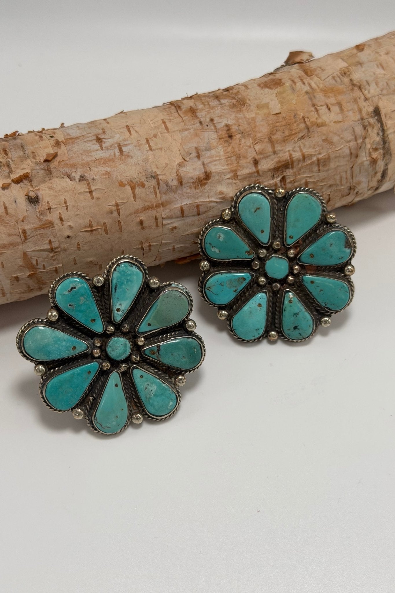 Blue Squash Blossom Turquoise Flower Ring - ivyandlavyboutique ivyandlavyboutique