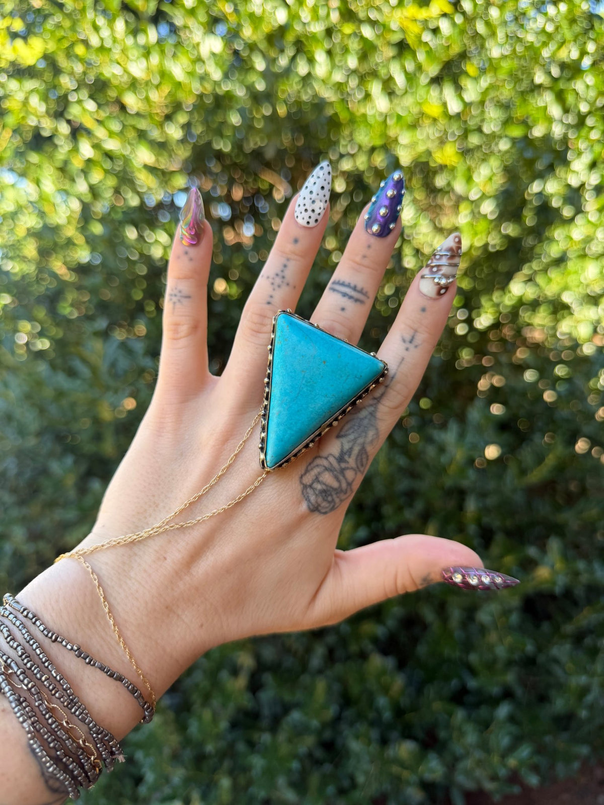 Blue Triangle Ring 2 - Boho Wanderlust Boutique ivyandlavyboutique