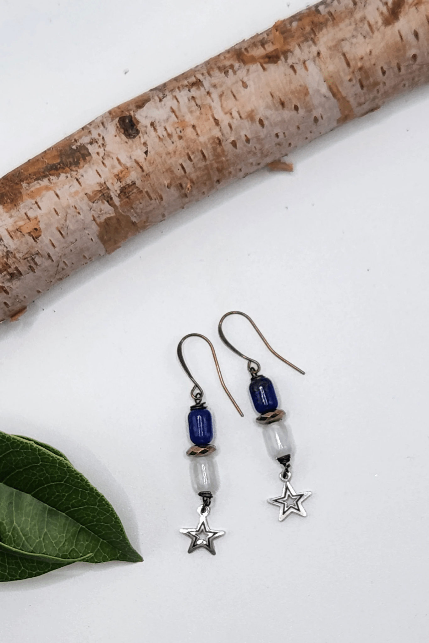 Blue & White Beaded Star Earrings - ivyandlavyboutique Spirit Lala