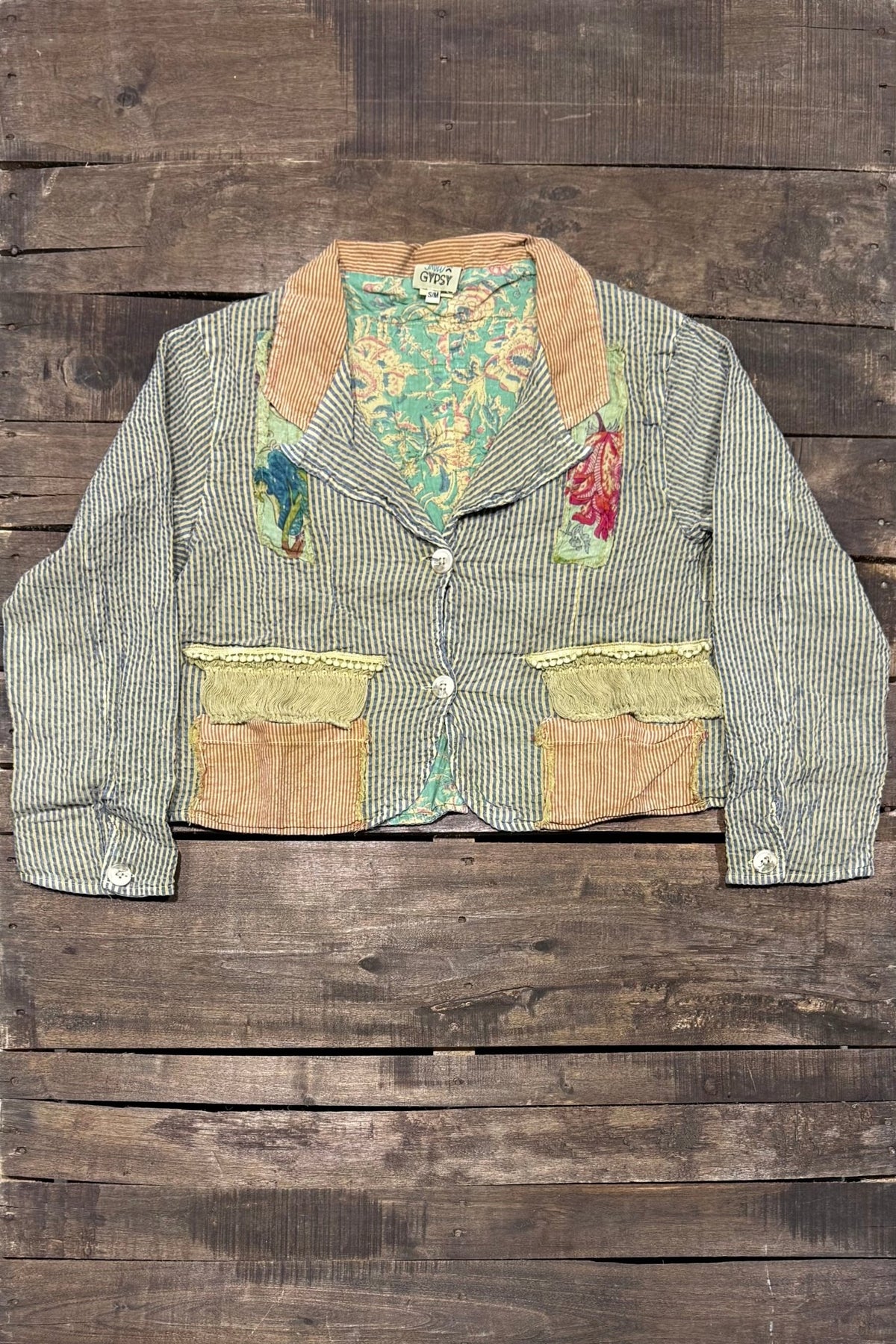 Blue Willow Jacket in Stripe - ivyandlavyboutique Jaded Gypsy