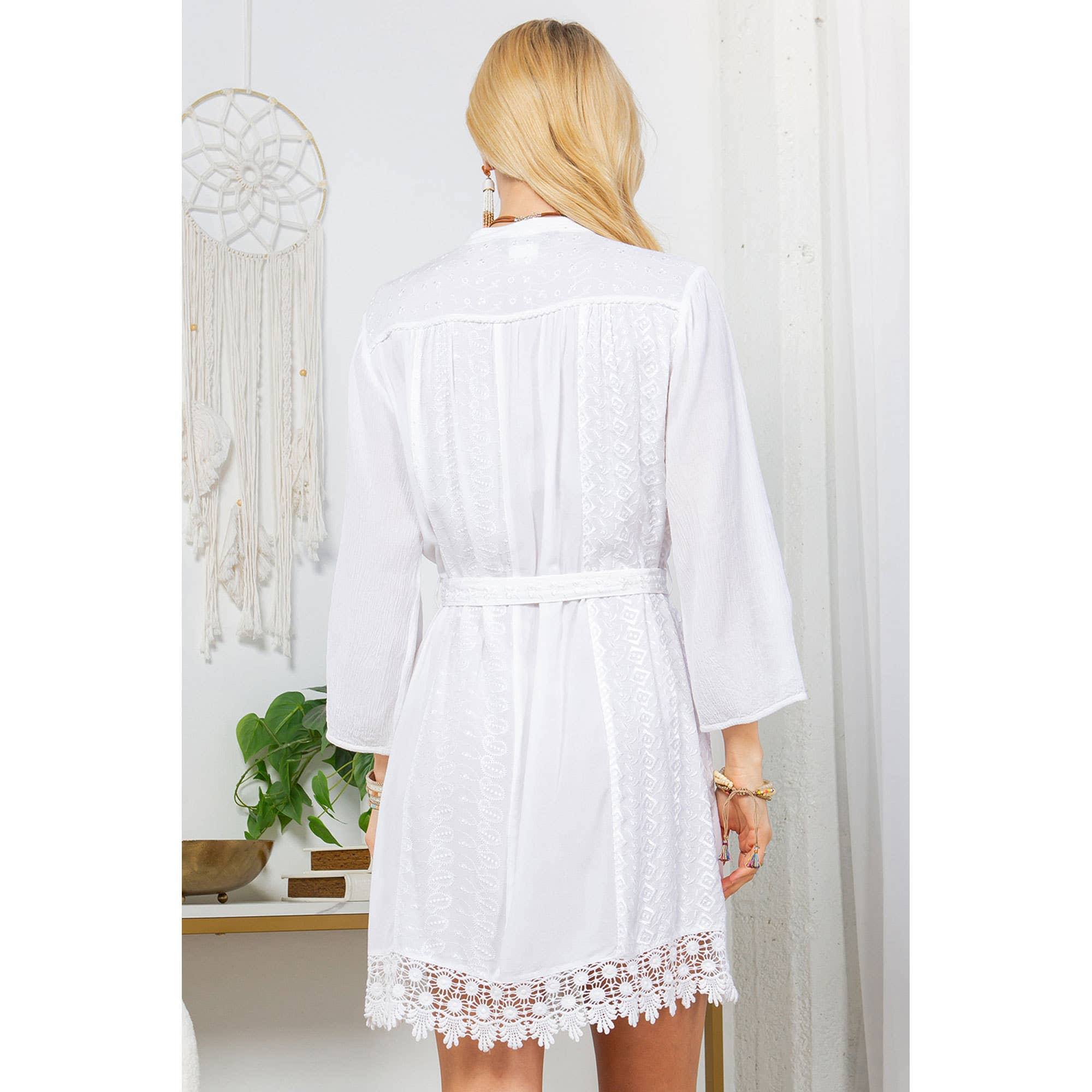 Bohemian Baby Doll Shirt Dress In Mandarin With Embroidery - ivyandlavyboutique Young Threads