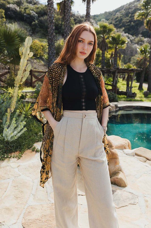 Bohemian Burnout Velvet Kimono - ivyandlavyboutique Leto Accessories