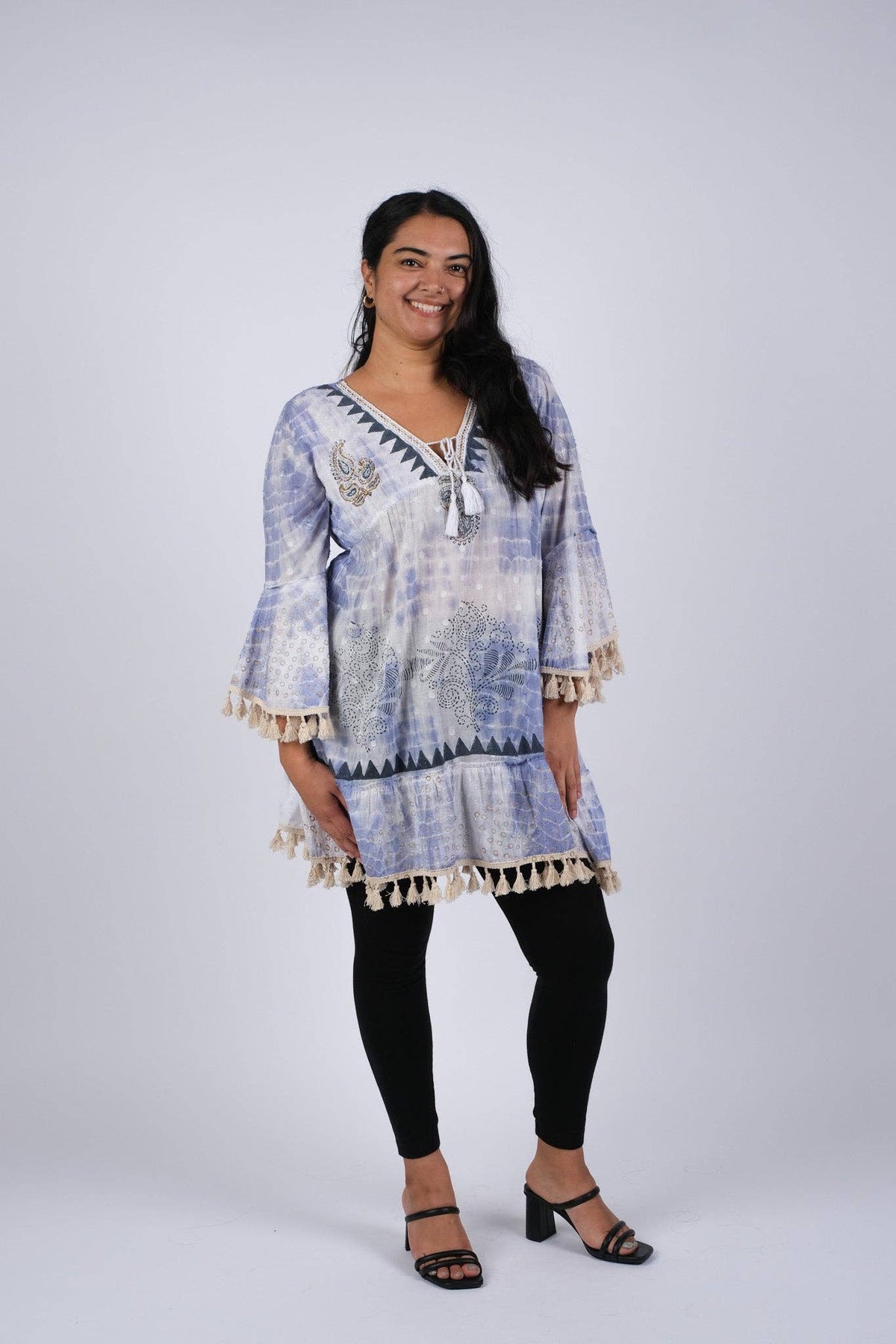 Bohemian Ocean Ethereal Tunic with Bell Sleeve - ivyandlavyboutique Sacred Threads