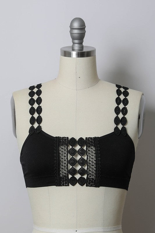 Boho Eye Lace Applique Bralette - ivyandlavyboutique Leto Accessories