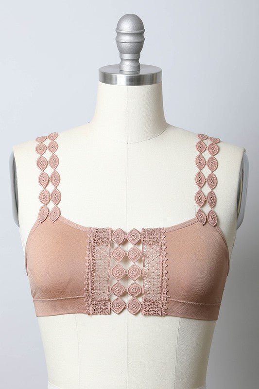 Boho Eye Lace Applique Bralette - ivyandlavyboutique Leto Accessories