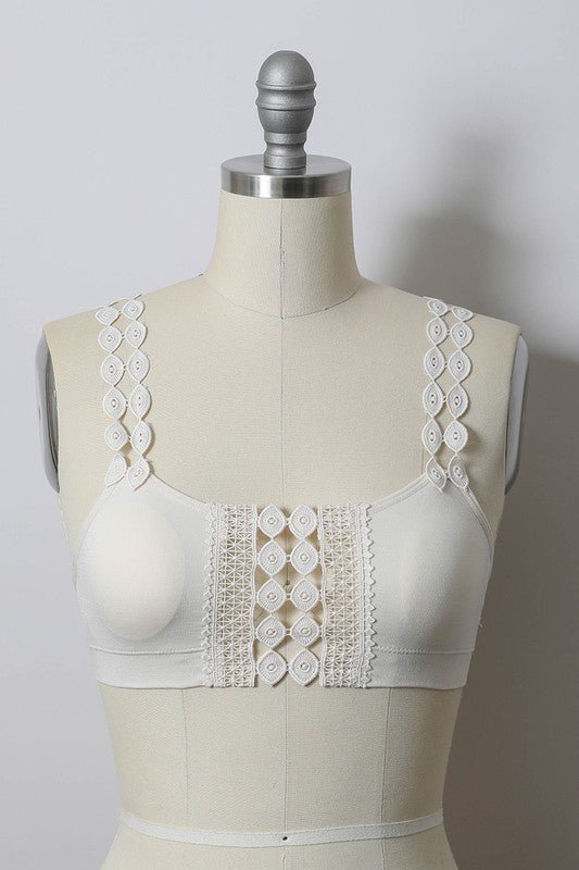 Boho Eye Lace Applique Bralette - ivyandlavyboutique Leto Accessories