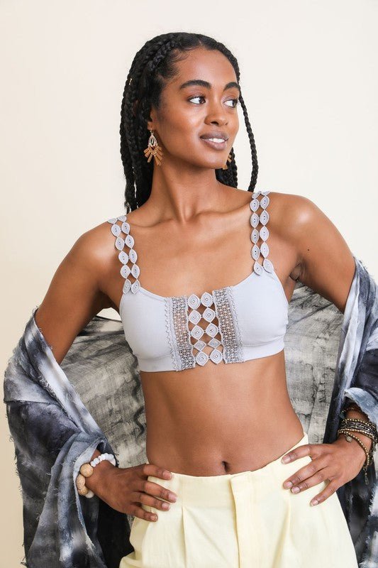 Boho Eye Lace Applique Bralette - ivyandlavyboutique Leto Accessories