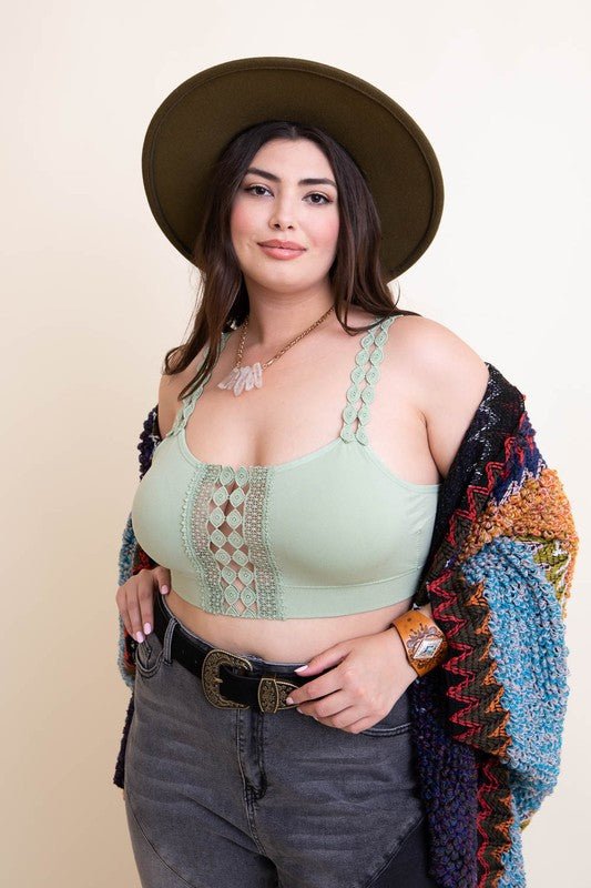 Boho Eye Lace Applique Bralette Plus Size - ivyandlavyboutique Leto Accessories