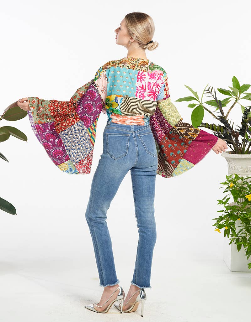 Boho Goddess Crop Bell Sleeve Top - ivyandlavyboutique Kathmandu Imports