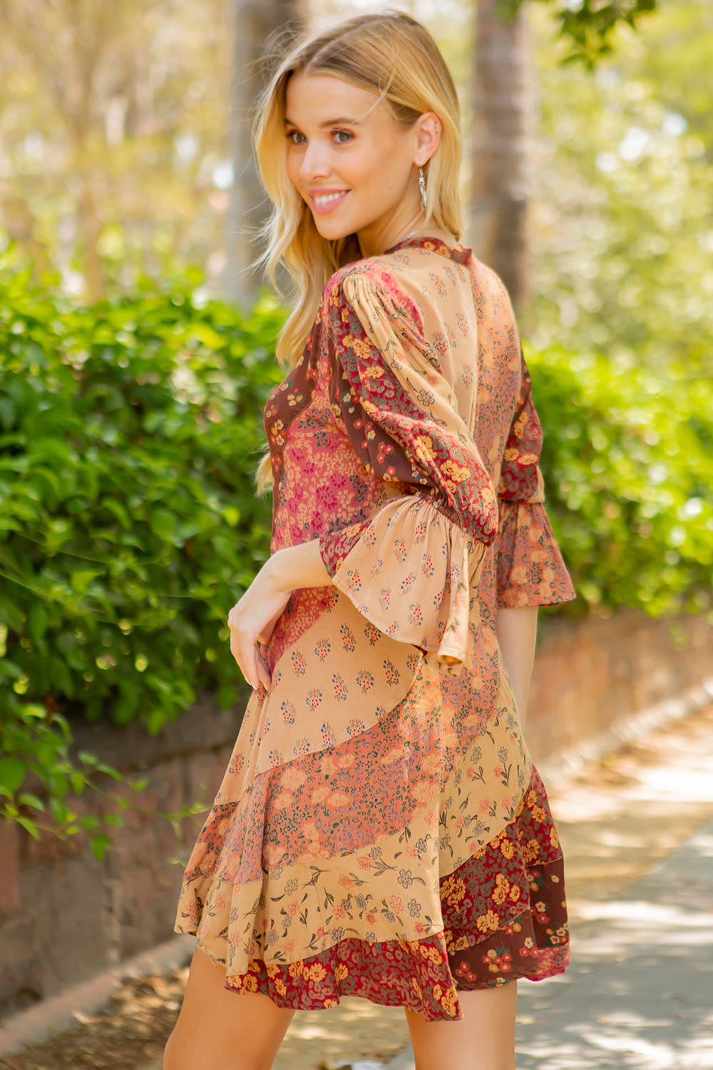 Boho Patchwork Overdyed Babydoll Dress - ivyandlavyboutique Young Threads