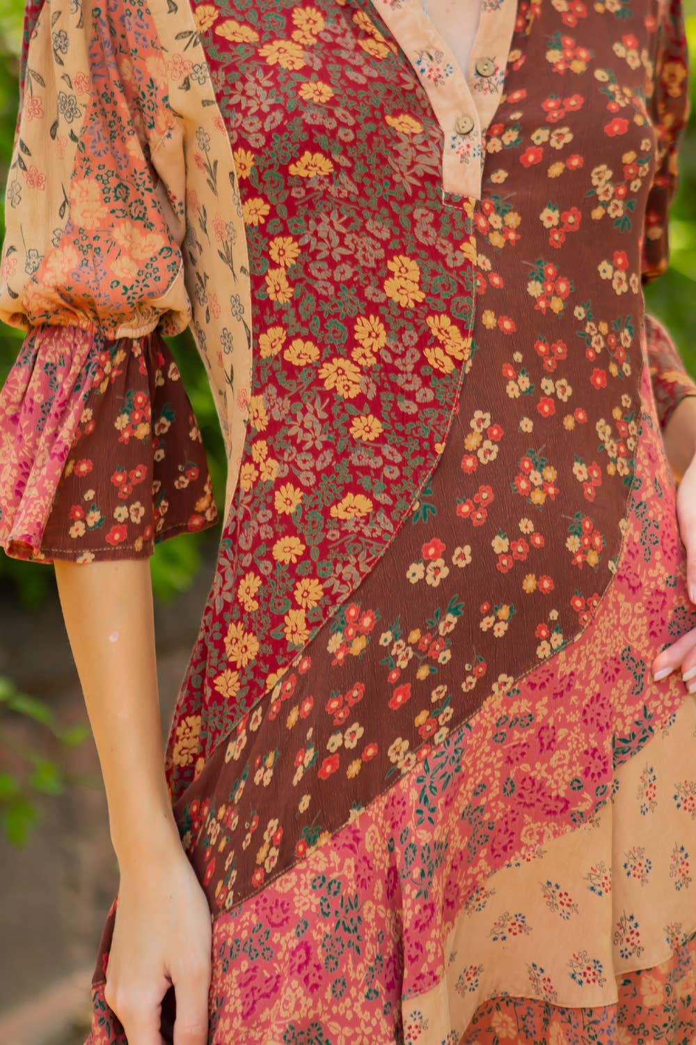 Boho Patchwork Overdyed Babydoll Dress - ivyandlavyboutique Young Threads