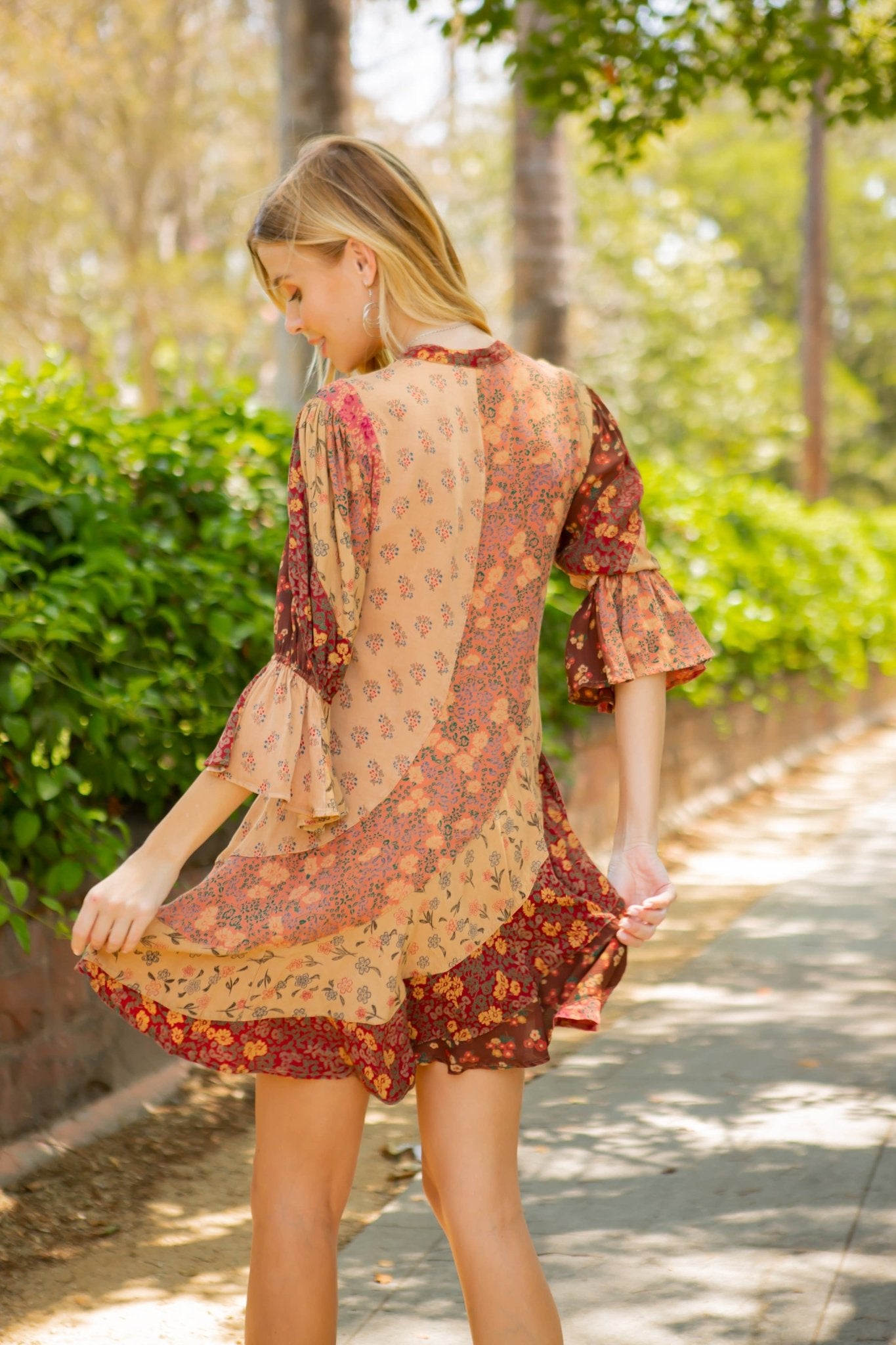 Boho Patchwork Overdyed Babydoll Dress - ivyandlavyboutique Young Threads