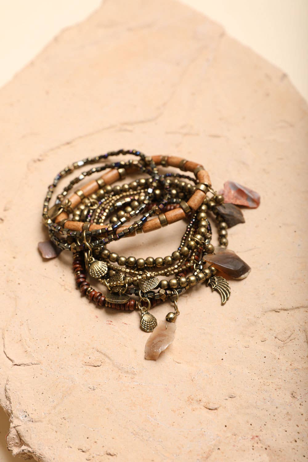 Boho Stone and Bead Stack Bracelet - ivyandlavyboutique Leto Accessories