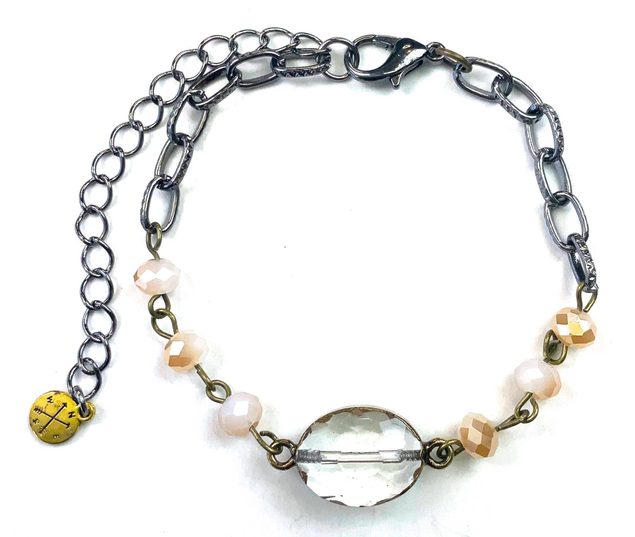BR - Rosaried & Edged on Chain Ivory Beaded Bracelet - ivyandlavyboutique Lost & Found Trading