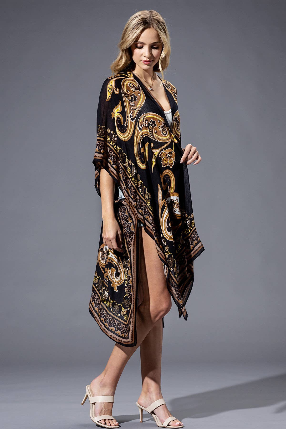 Brown Yellow Multi Kimono - ivyandlavyboutique Urbanista