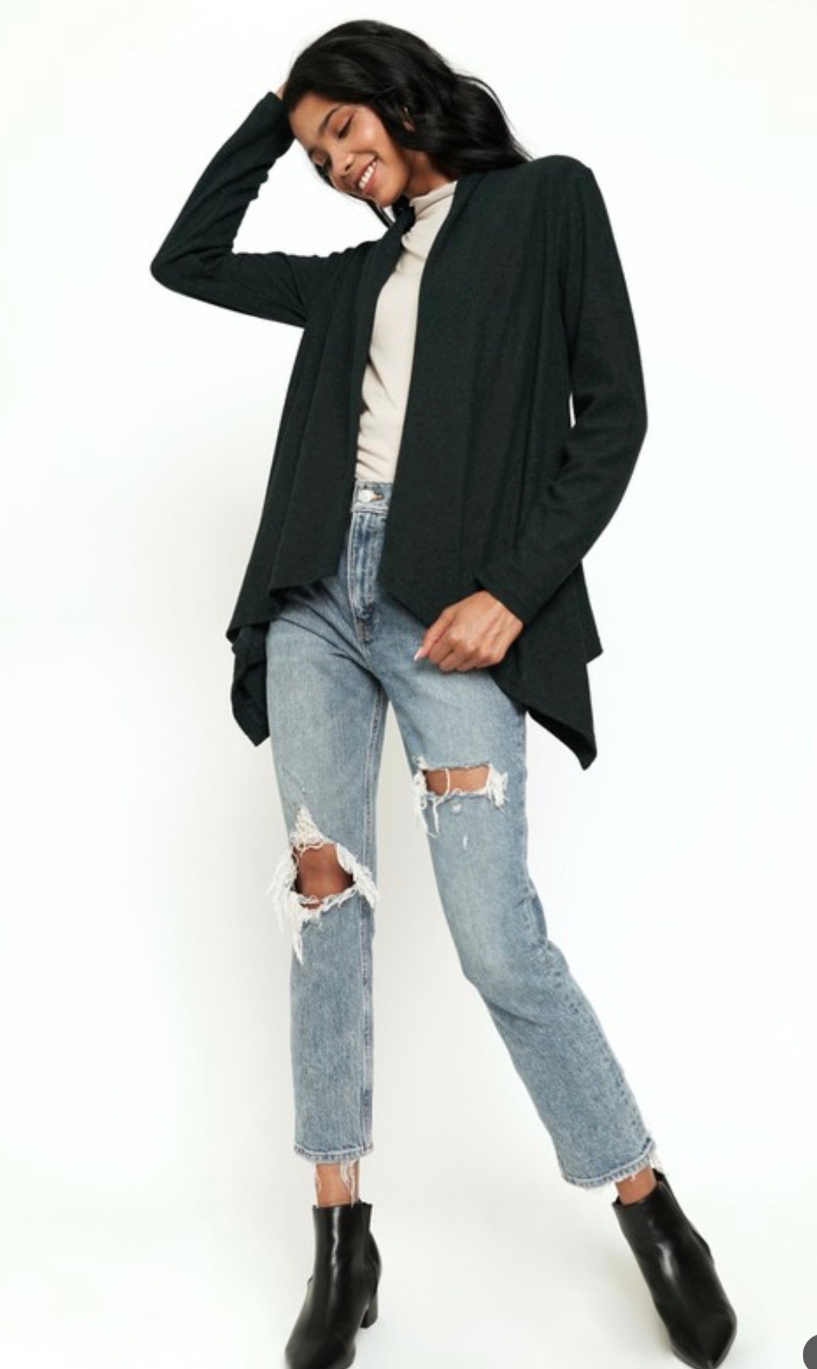 Brushed Knit Shawl Collar Open Cardigan - ivyandlavyboutique ivyandlavyboutique