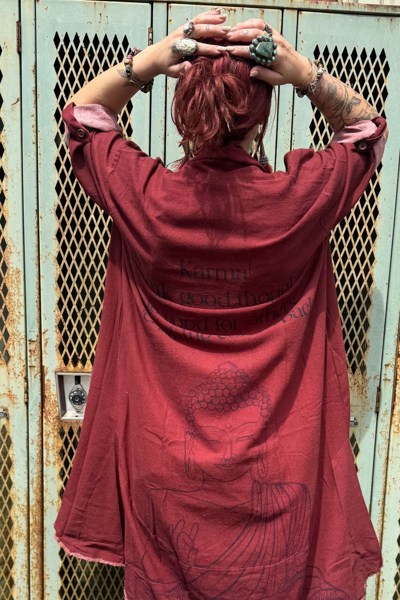 Buddha Duster Jacket in Red - ivyandlavyboutique I LOVE LINEN