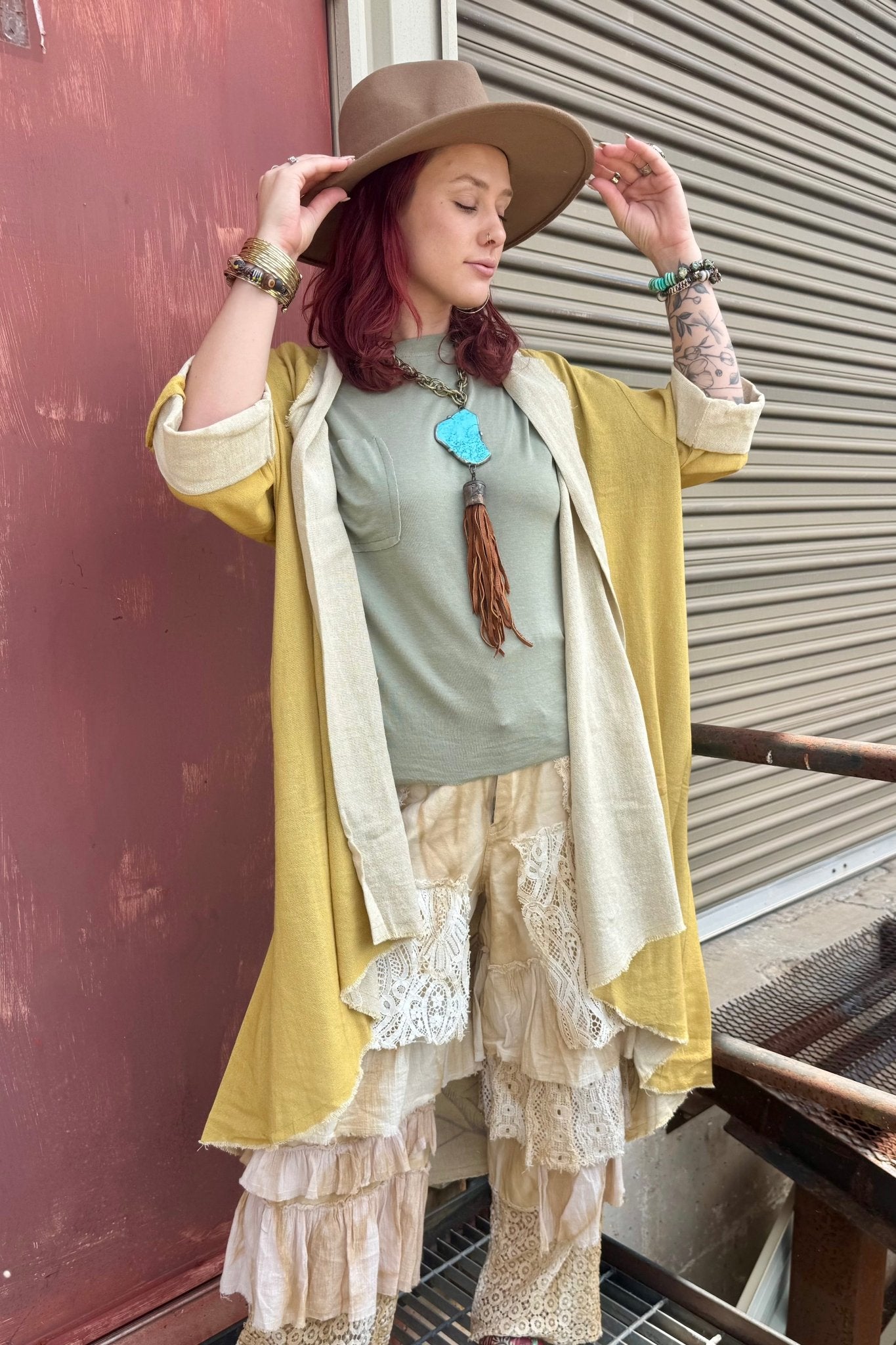 Buddha Duster Jacket in Yellow - ivyandlavyboutique I LOVE LINEN