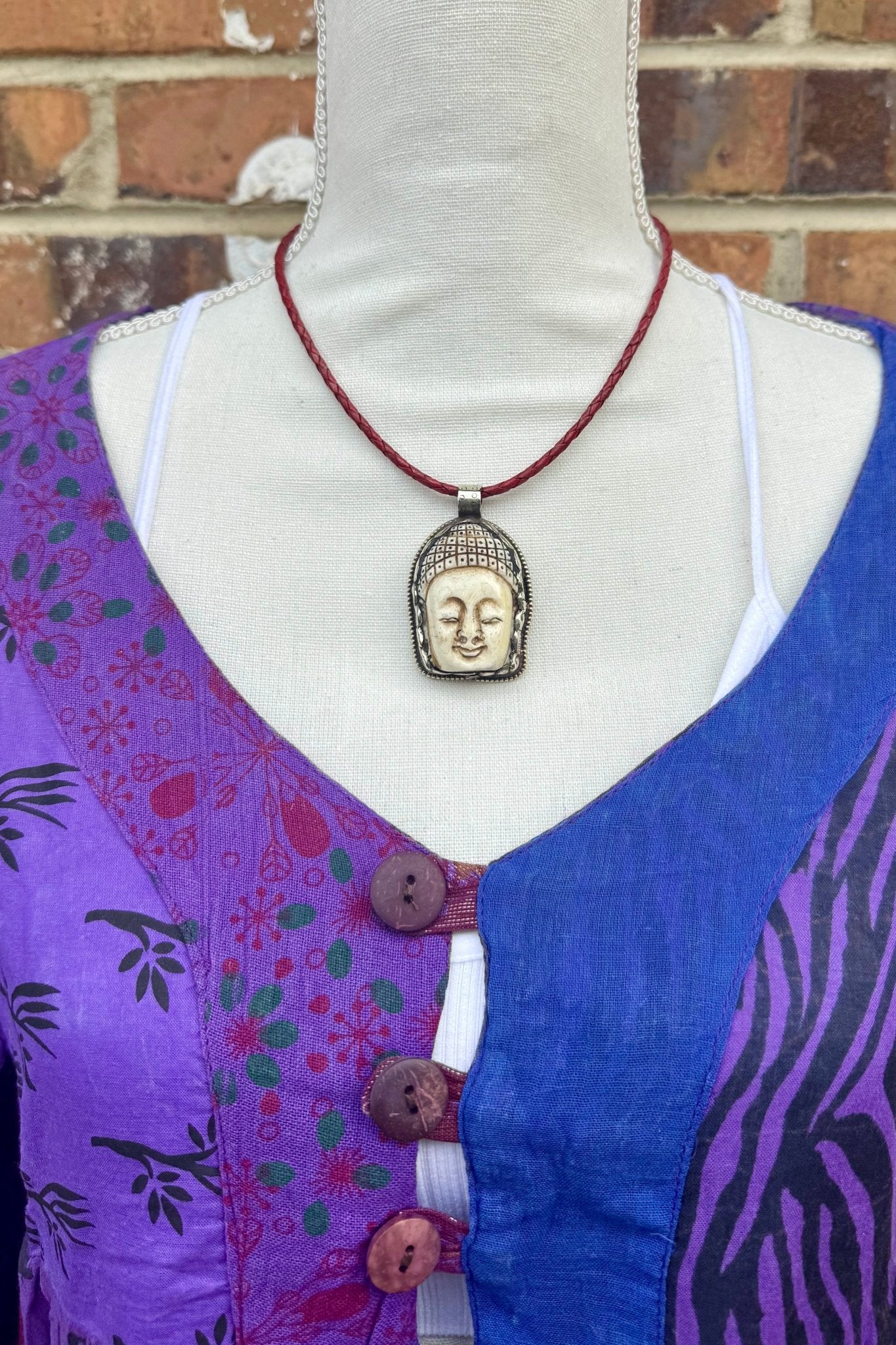 Buddha Face Choker on Leather - ivyandlavyboutique ivyandlavyboutique