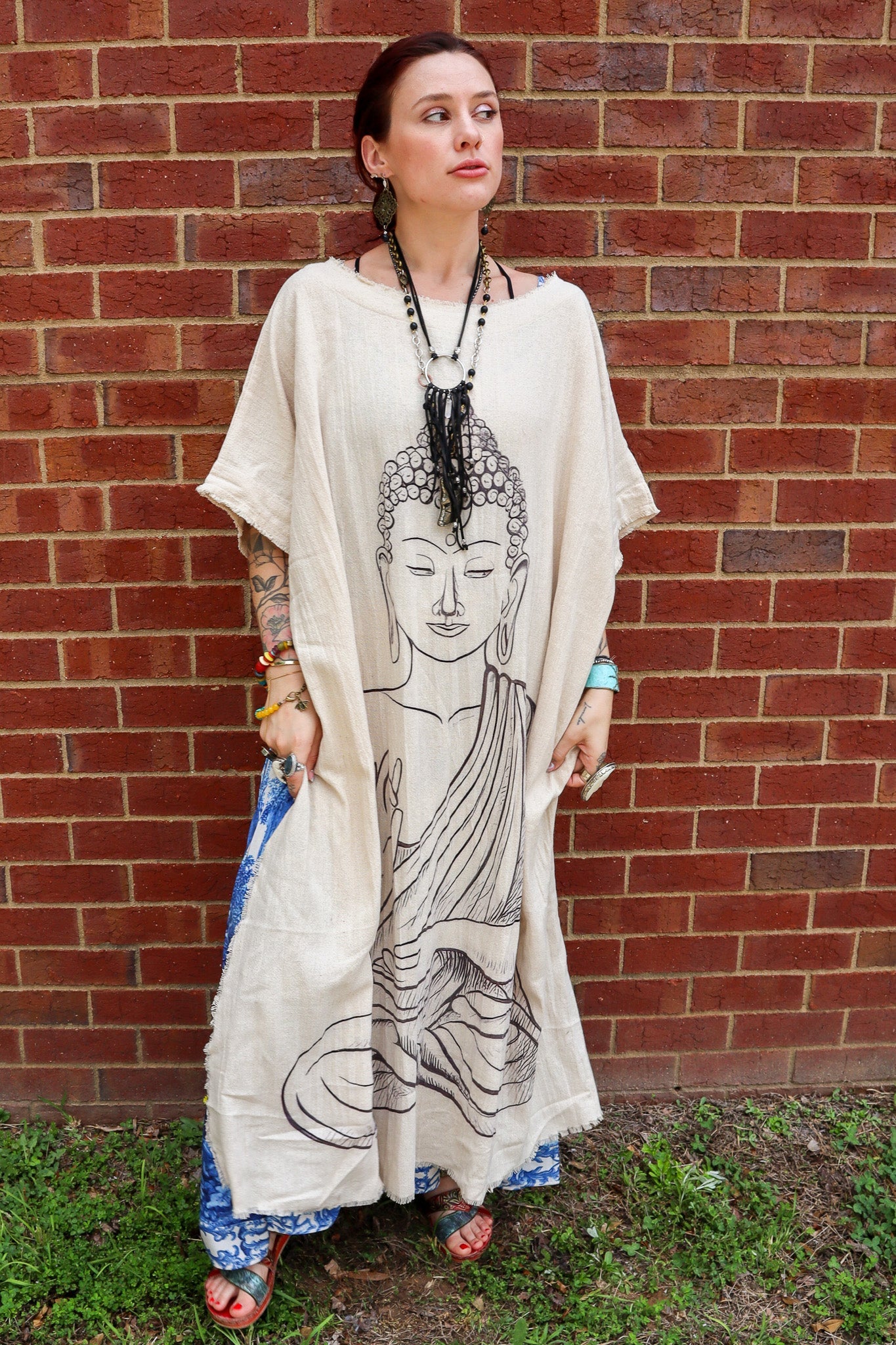 Buddha Hi - Lo Tunic with Front Quote - ivyandlavyboutique I LOVE LINEN