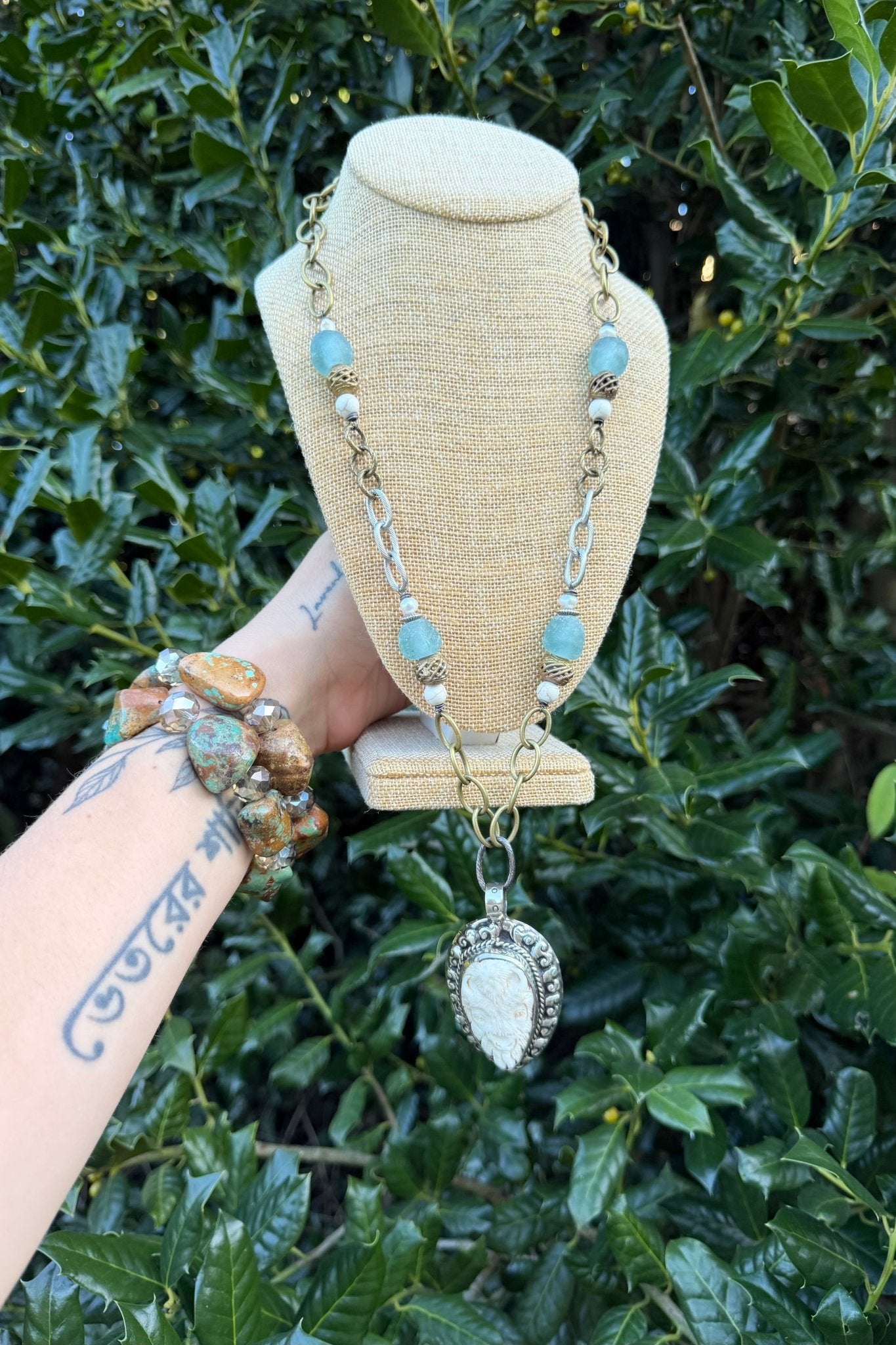 Buffalo Carved Statement Necklace - ivyandlavyboutique ivyandlavyboutique