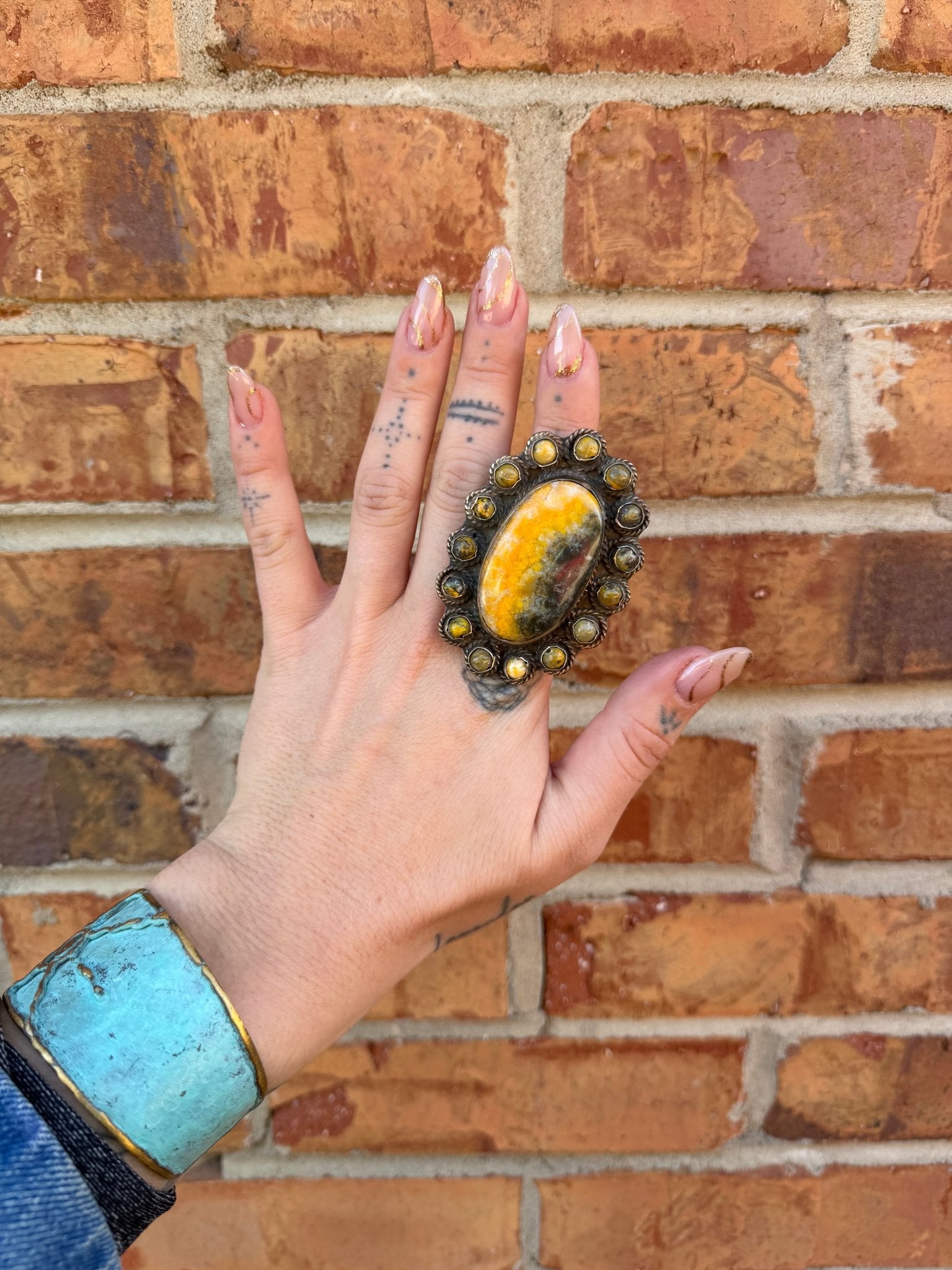 Bumble Bee Jasper Statement Ring - ivyandlavyboutique ivyandlavyboutique