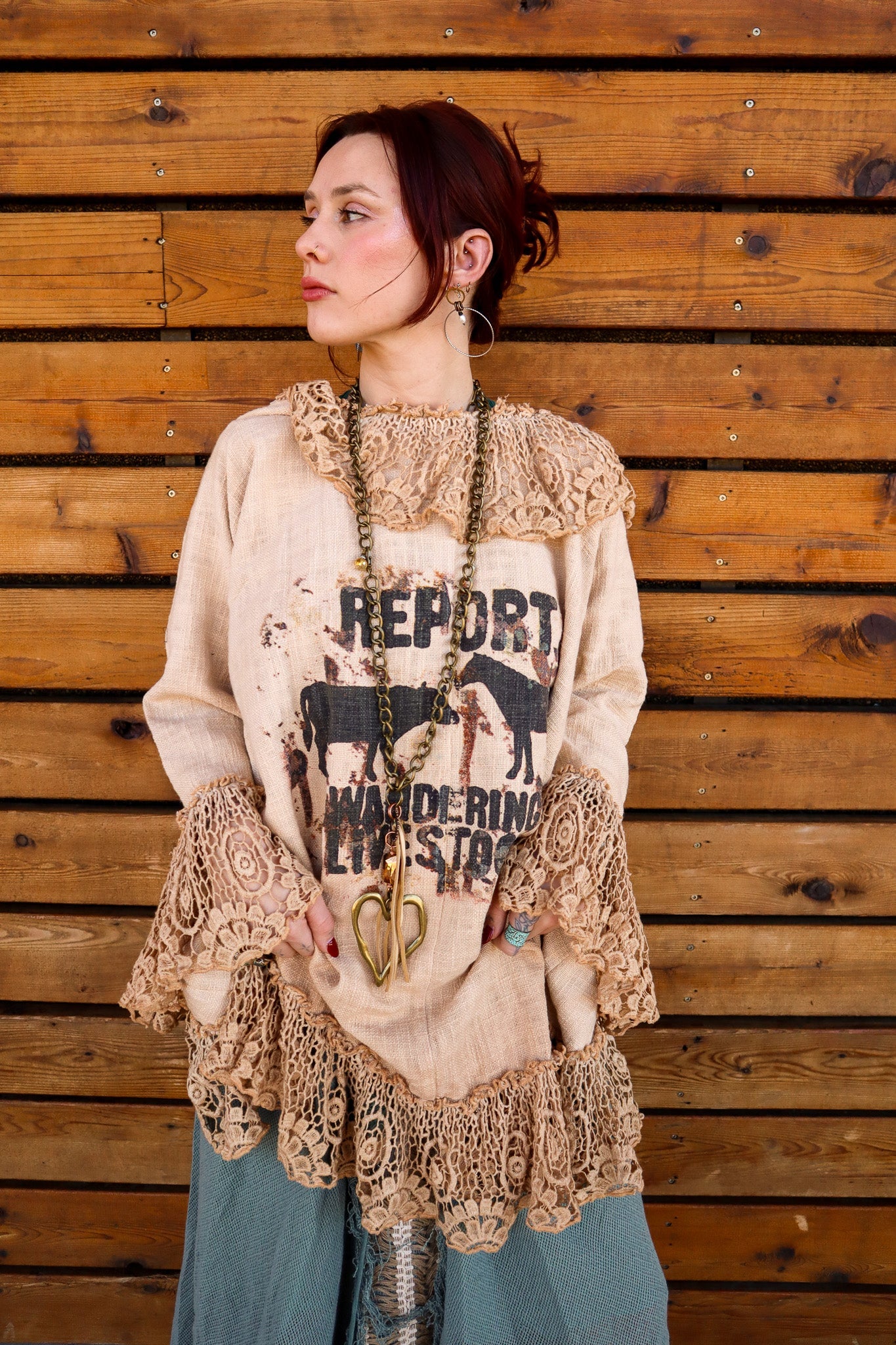 Burlap Wandering Livestock Cropped Jacket - ivyandlavyboutique A Rare Bird Shop