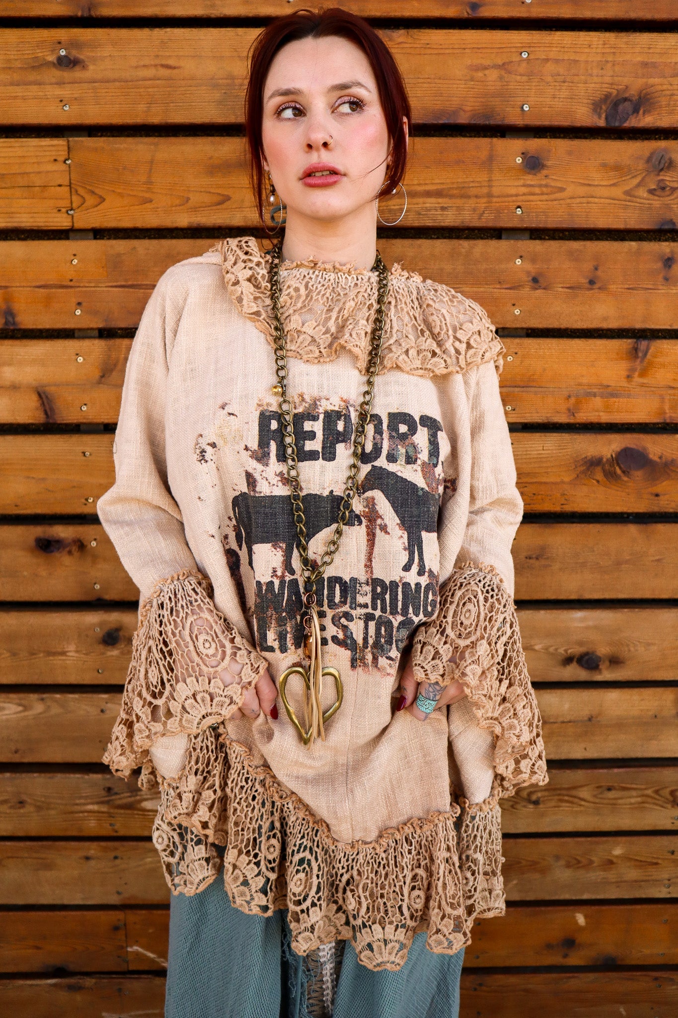 Burlap Wandering Livestock Cropped Jacket - ivyandlavyboutique A Rare Bird Shop