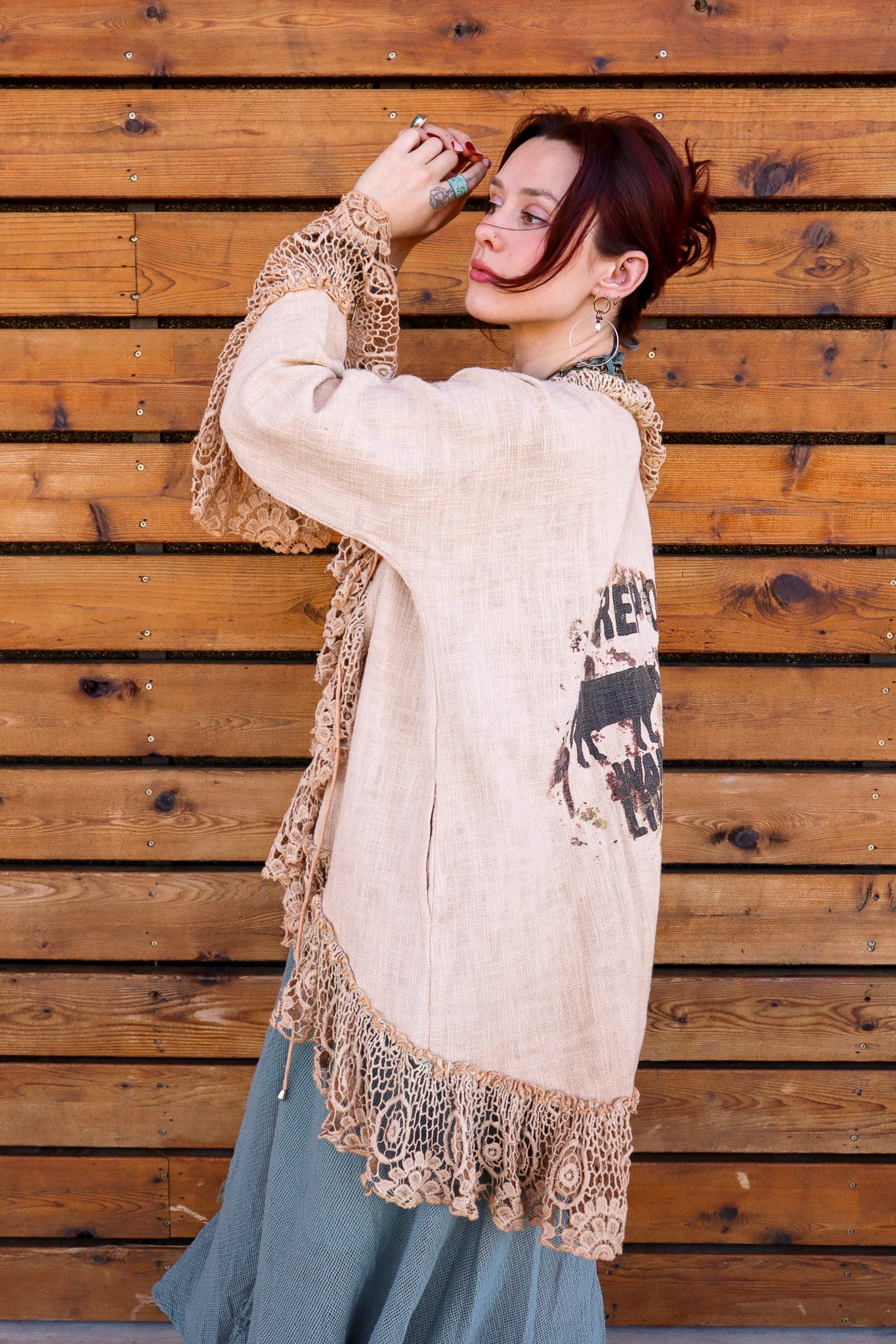Burlap Wandering Livestock Cropped Jacket - ivyandlavyboutique A Rare Bird Shop