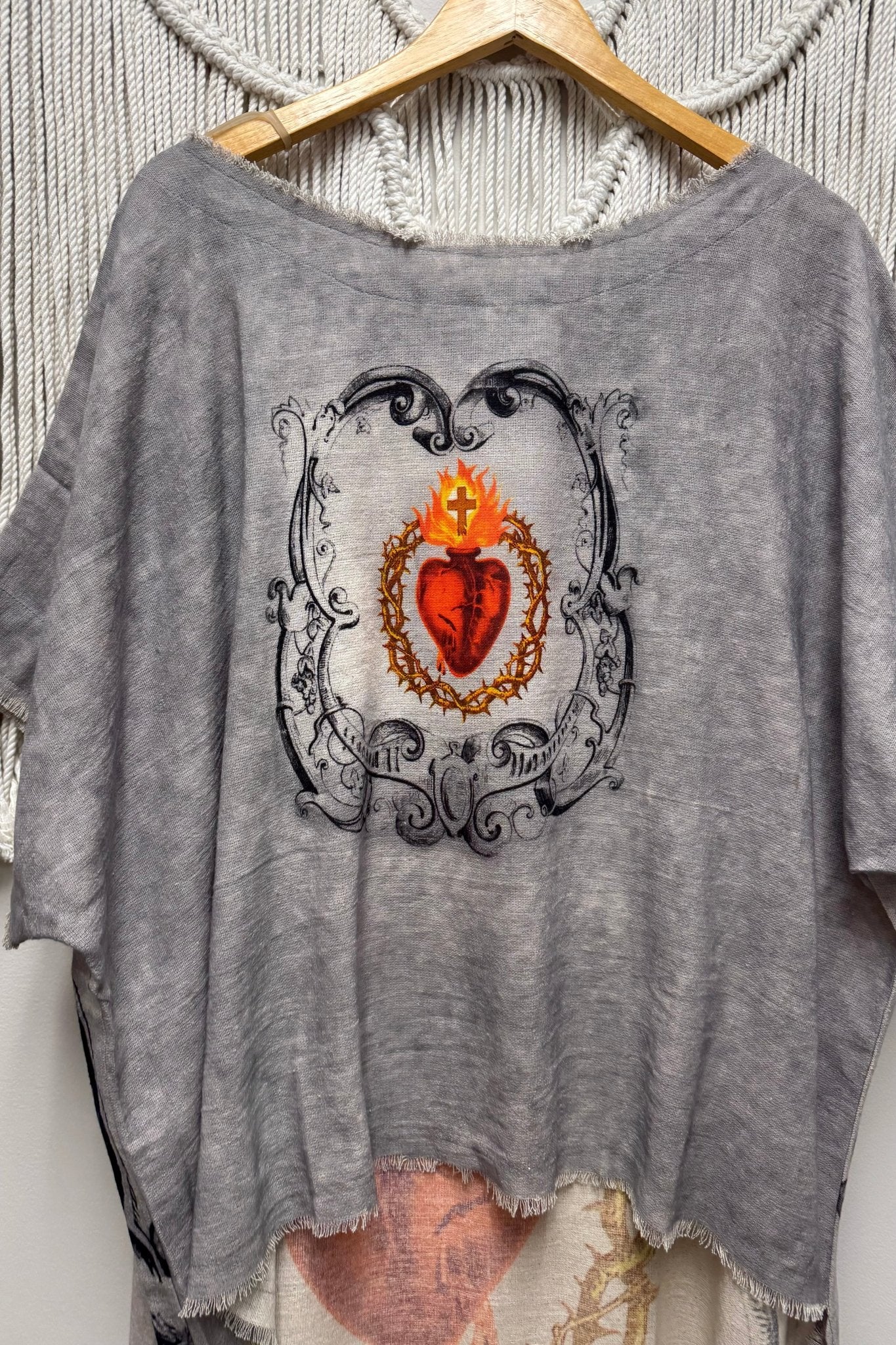 Burning Heart Hi Lo (Sacred Heart) - ivyandlavyboutique I LOVE LINEN
