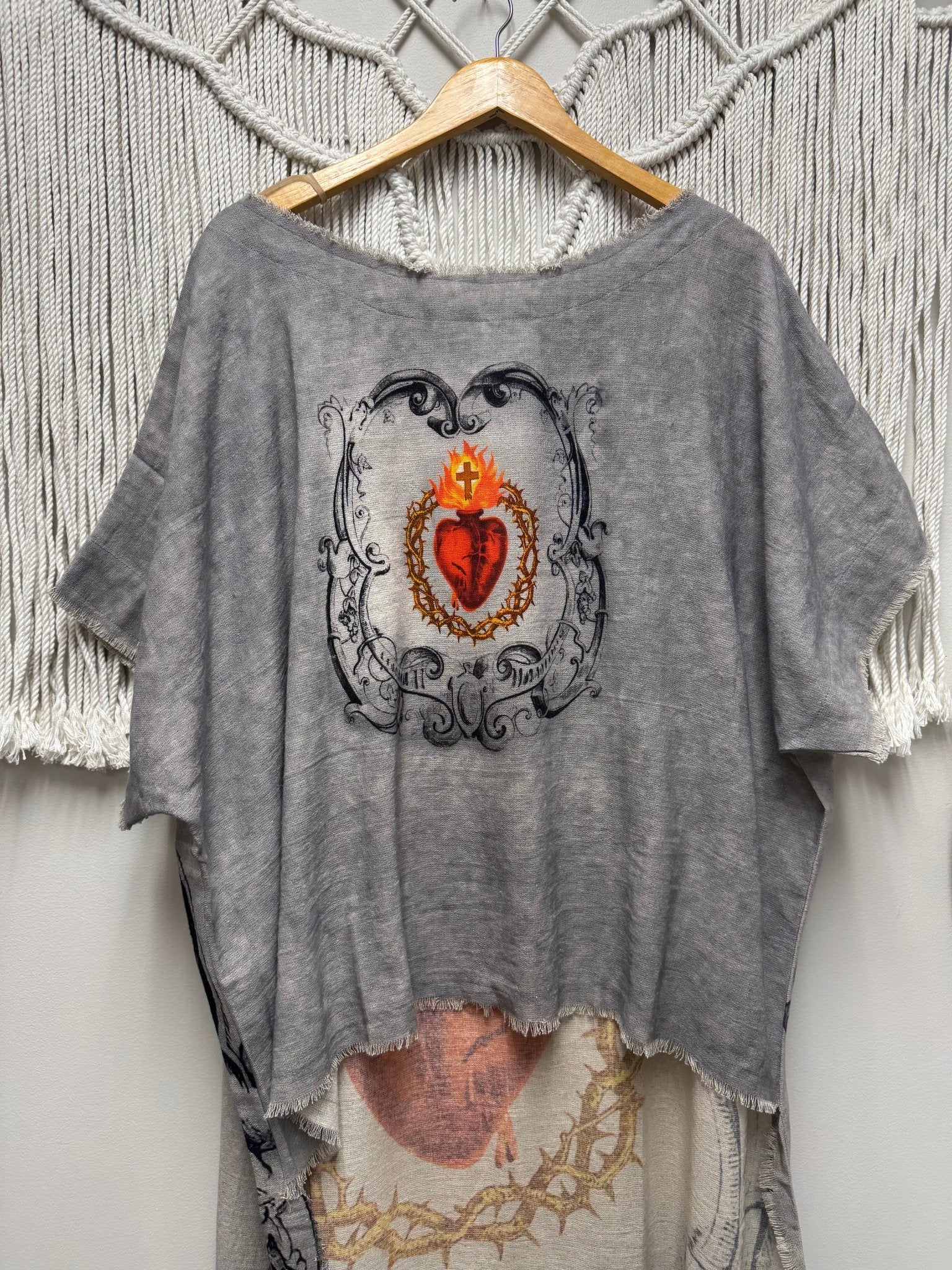 Burning Heart Hi Lo (Sacred Heart) - ivyandlavyboutique I LOVE LINEN