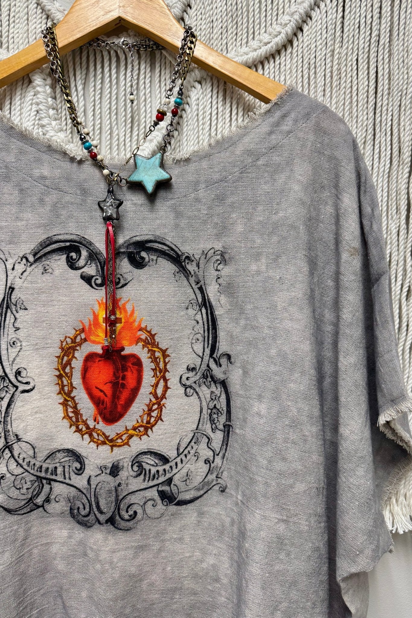 Burning Heart Hi Lo (Sacred Heart) - ivyandlavyboutique I LOVE LINEN