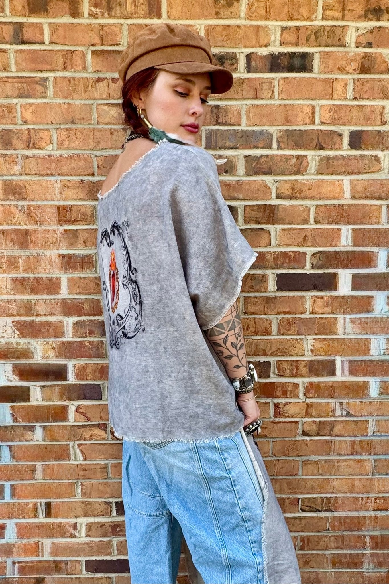 Burning Heart Hi Lo (Sacred Heart) - ivyandlavyboutique I LOVE LINEN