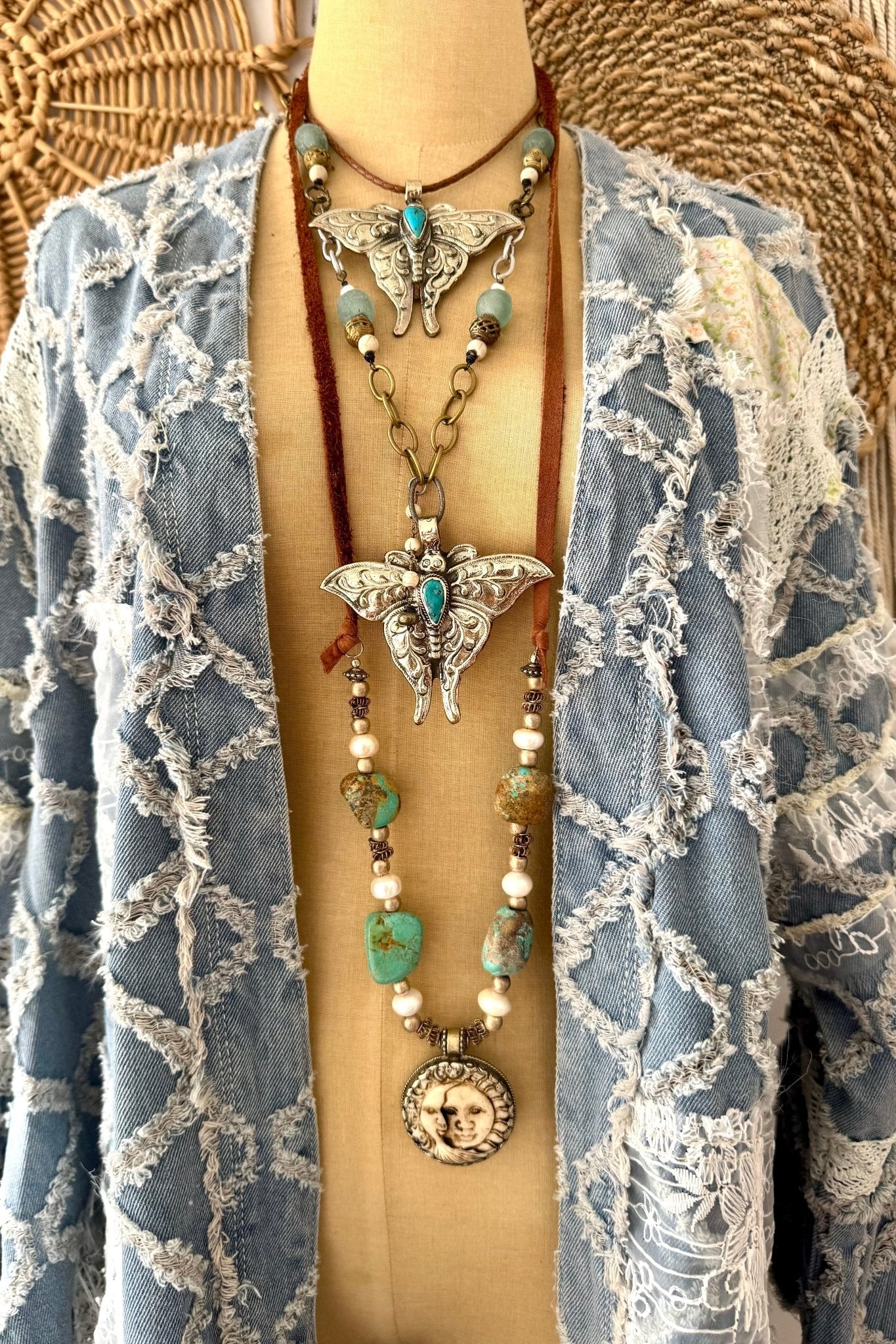 Butterfly Bliss Combo 2 Choker on Leather - ivyandlavyboutique ivyandlavyboutique