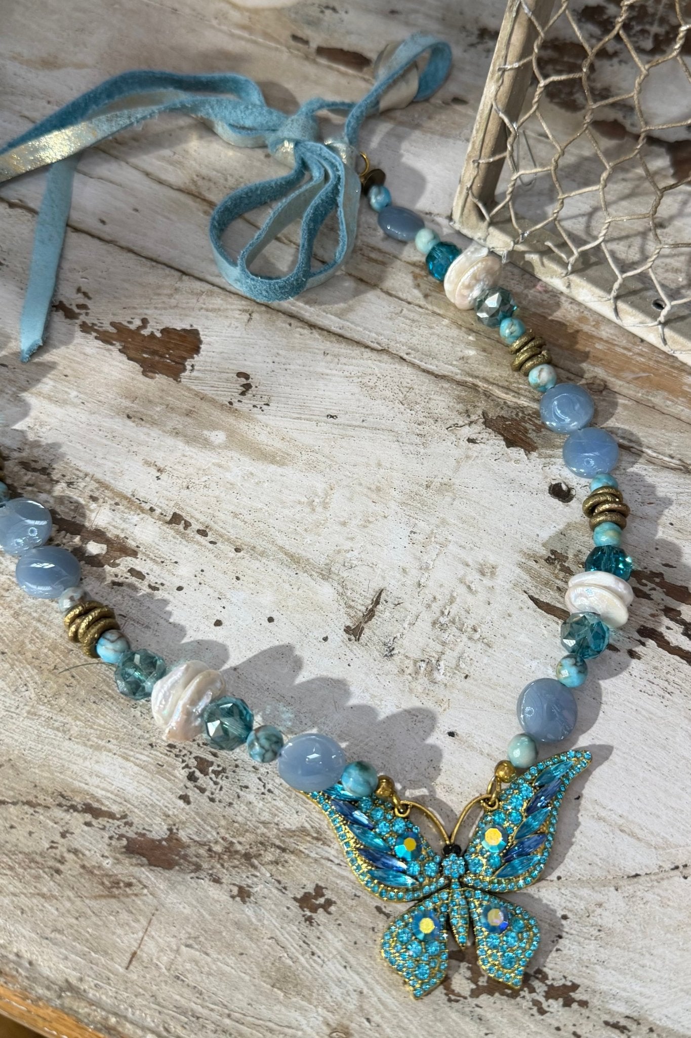 Butterfly Blues Necklace - ivyandlavyboutique A Rare Bird Shop
