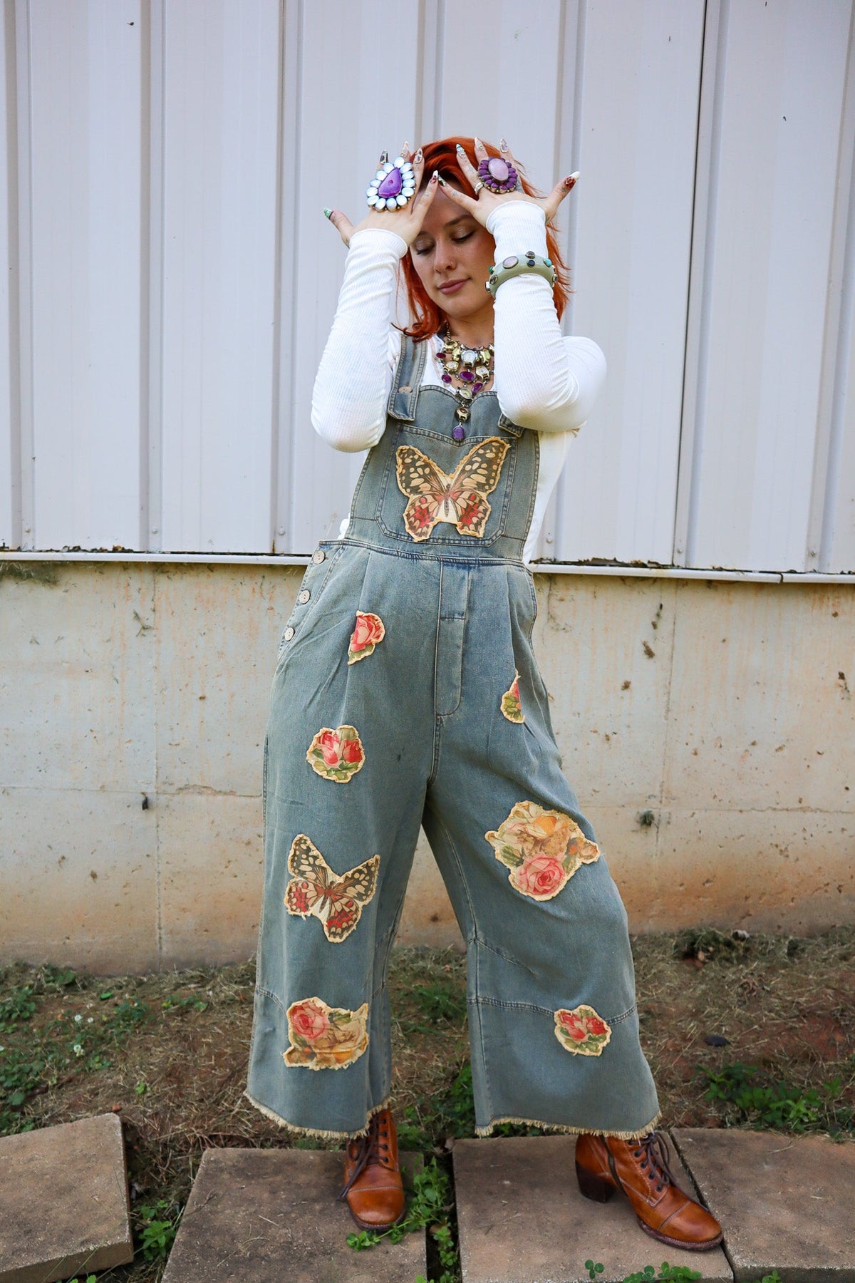 Butterfly Euphoria Overall - ivyandlavyboutique Blue Velvet