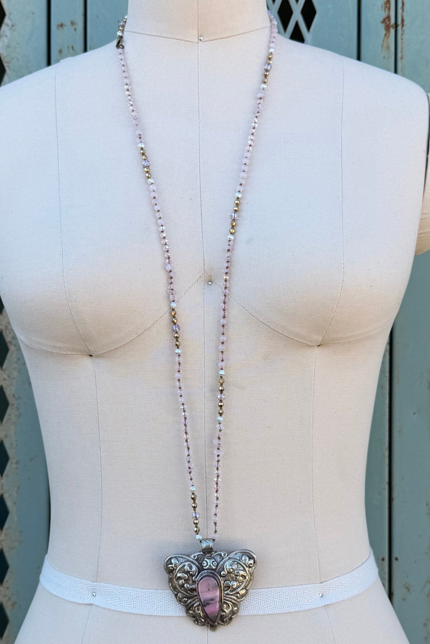 Butterfly in Pink Long Drop Necklace - ivyandlavyboutique ivyandlavyboutique