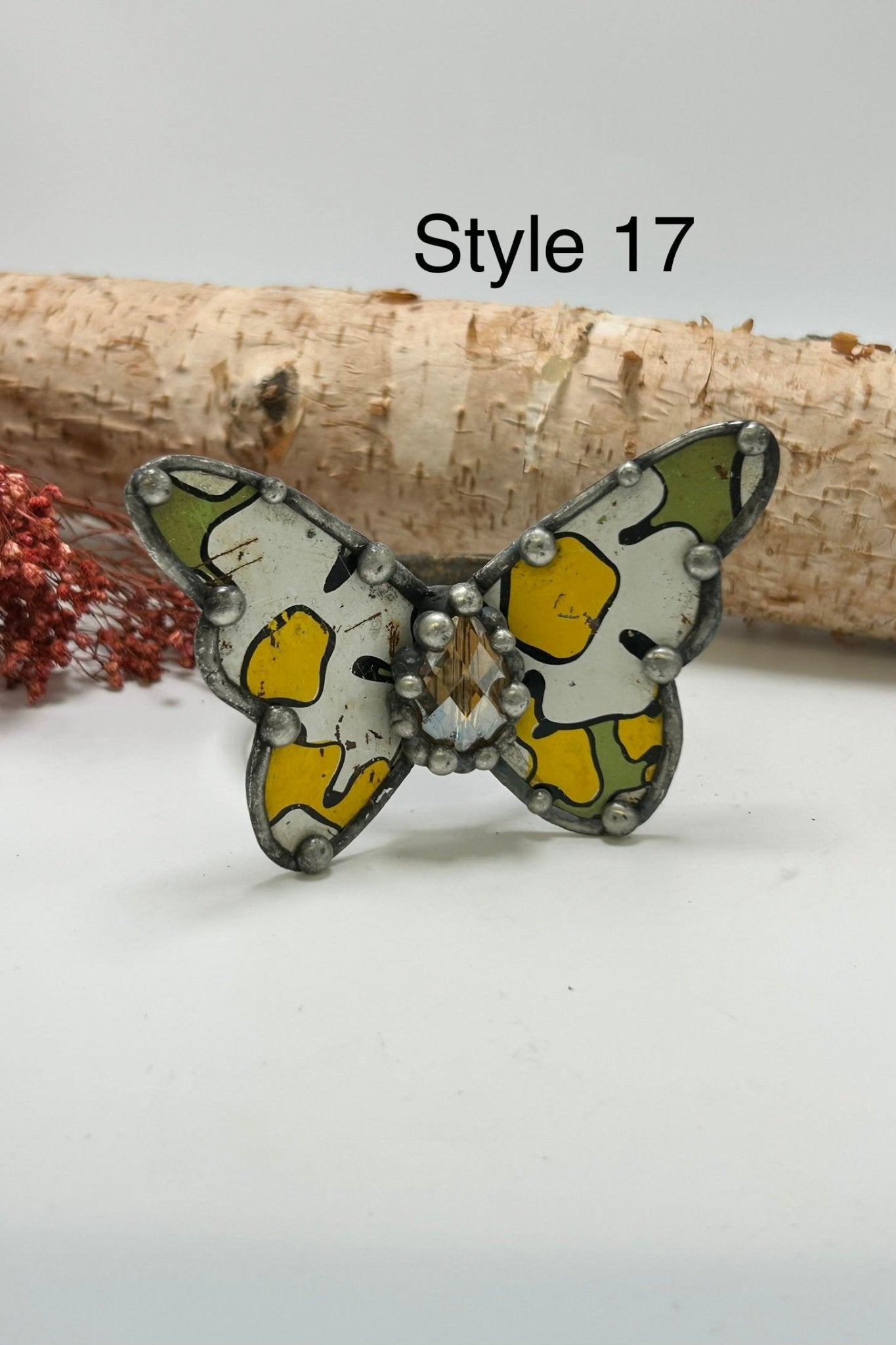 Butterfly Recycled Tin Cuff Bracelet w/ Gemstone - ivyandlavyboutique ivyandlavyboutique