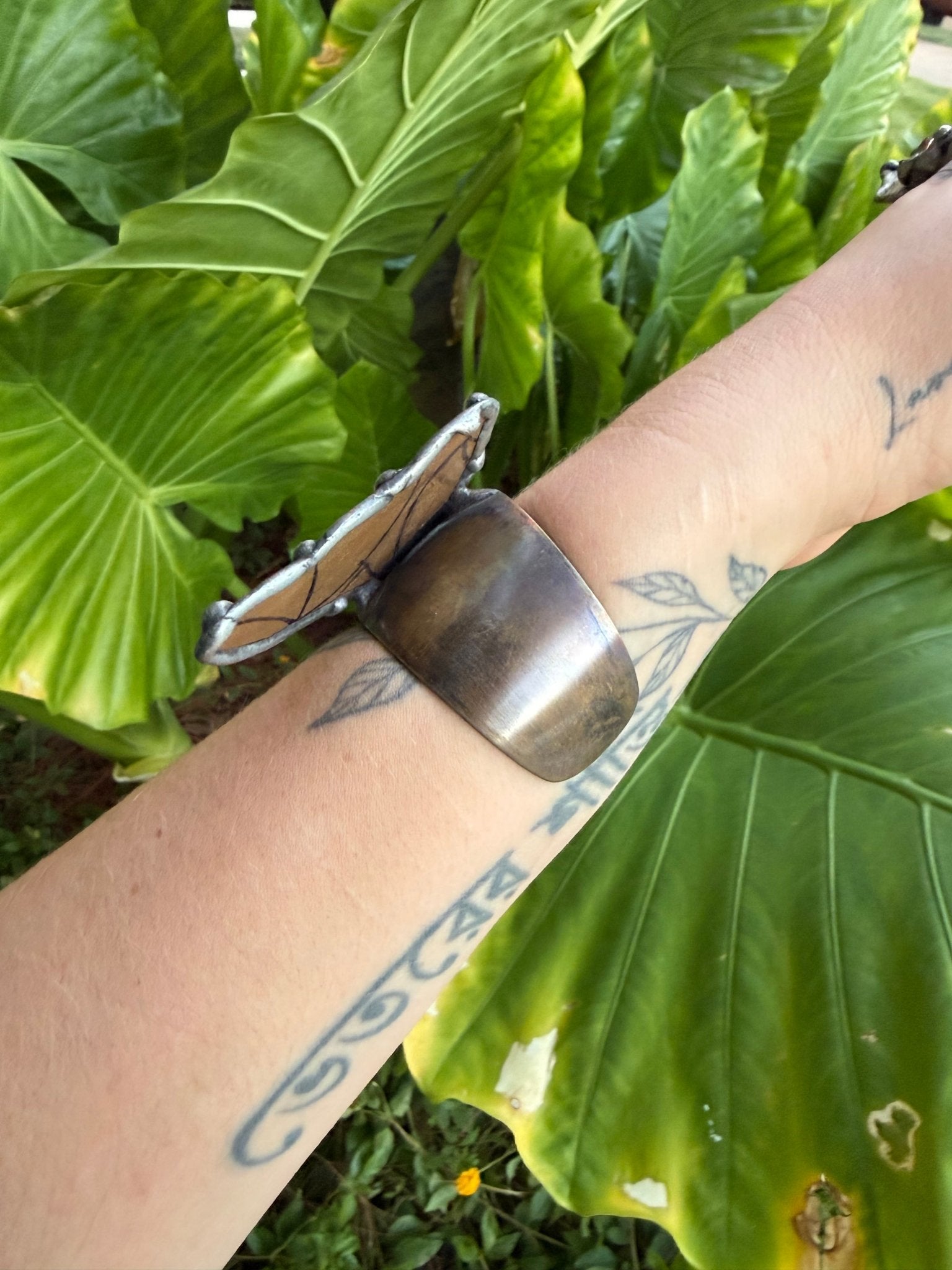 Butterfly Recycled Tin Ring or Bracelet w/ Gemstone Combo 3 - ivyandlavyboutique ivyandlavyboutique