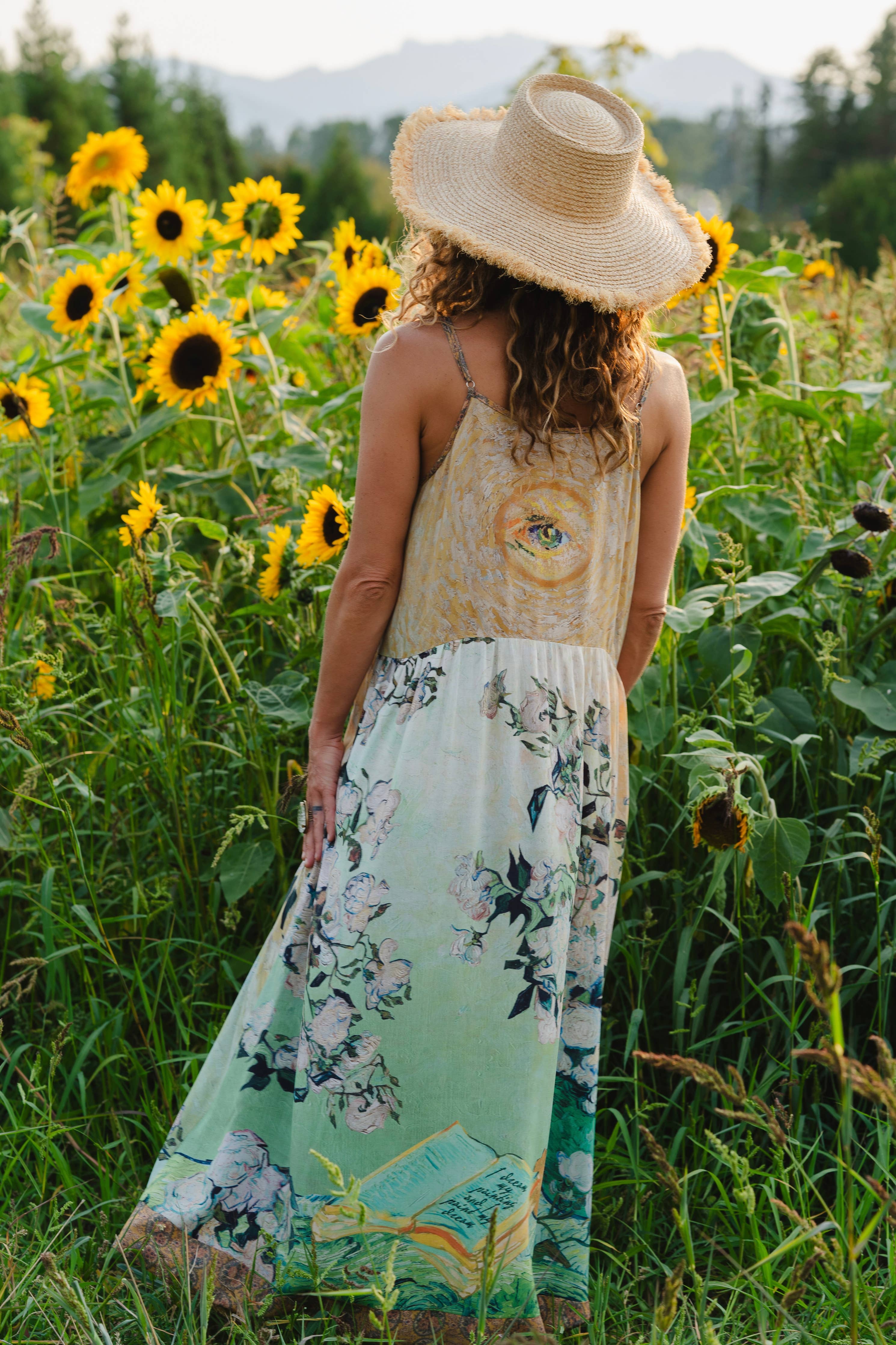 I Paint My Dream Van Gogh Bohéme Long Maxi Slip Dress
