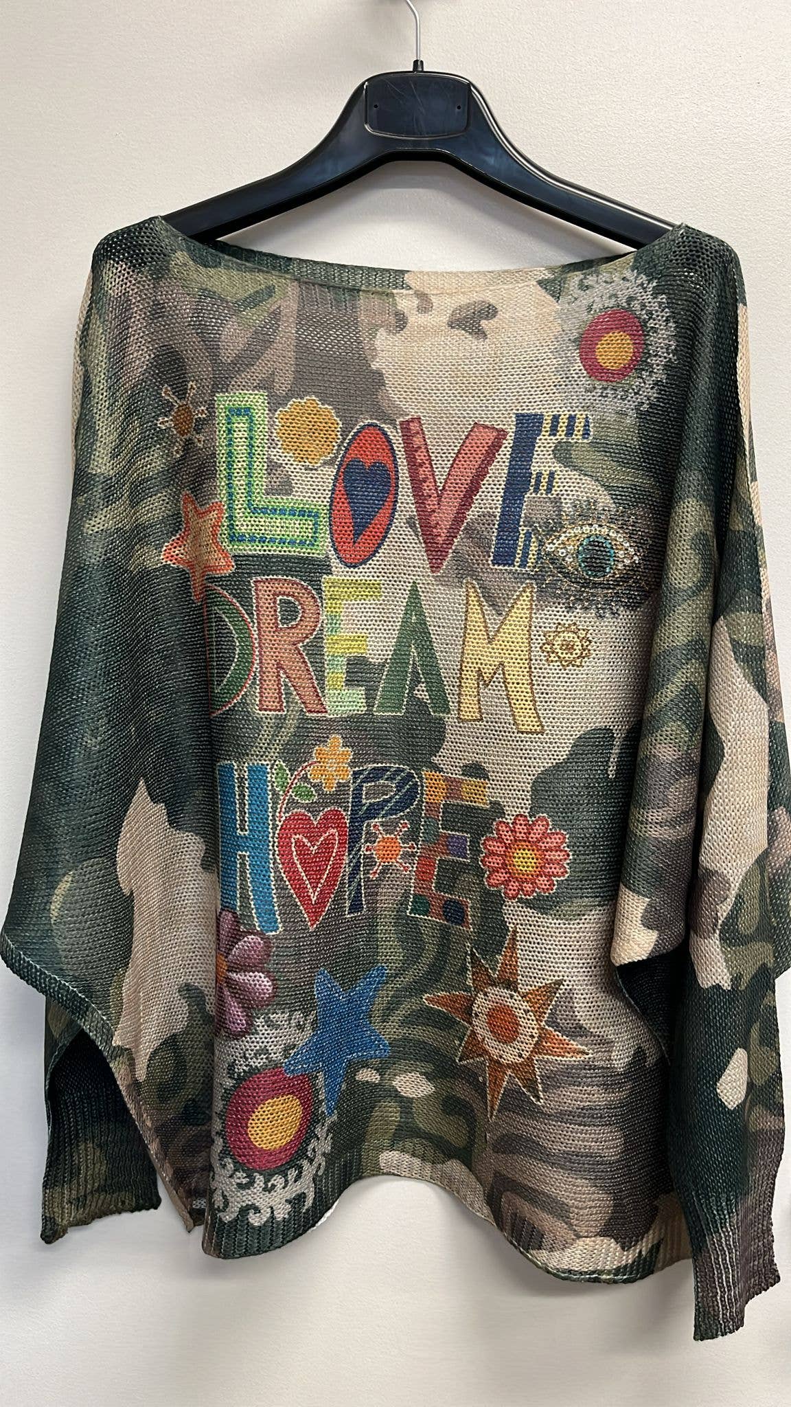 Camo Love Round Neck Knit Printed Sweater - ivyandlavyboutique LOOWIE