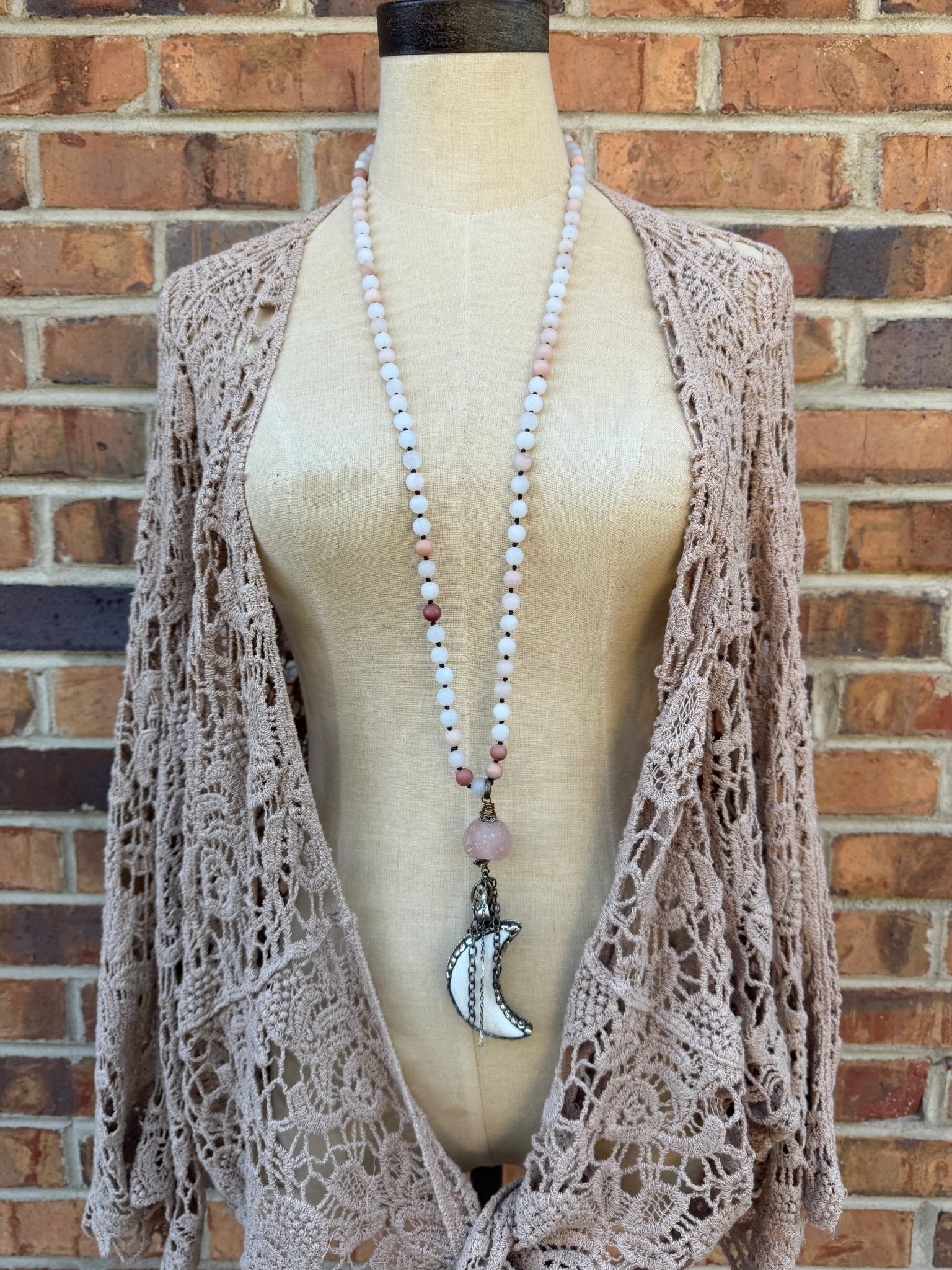 Carved Moon Drop w/ Recycled Glass - ivyandlavyboutique ivyandlavyboutique