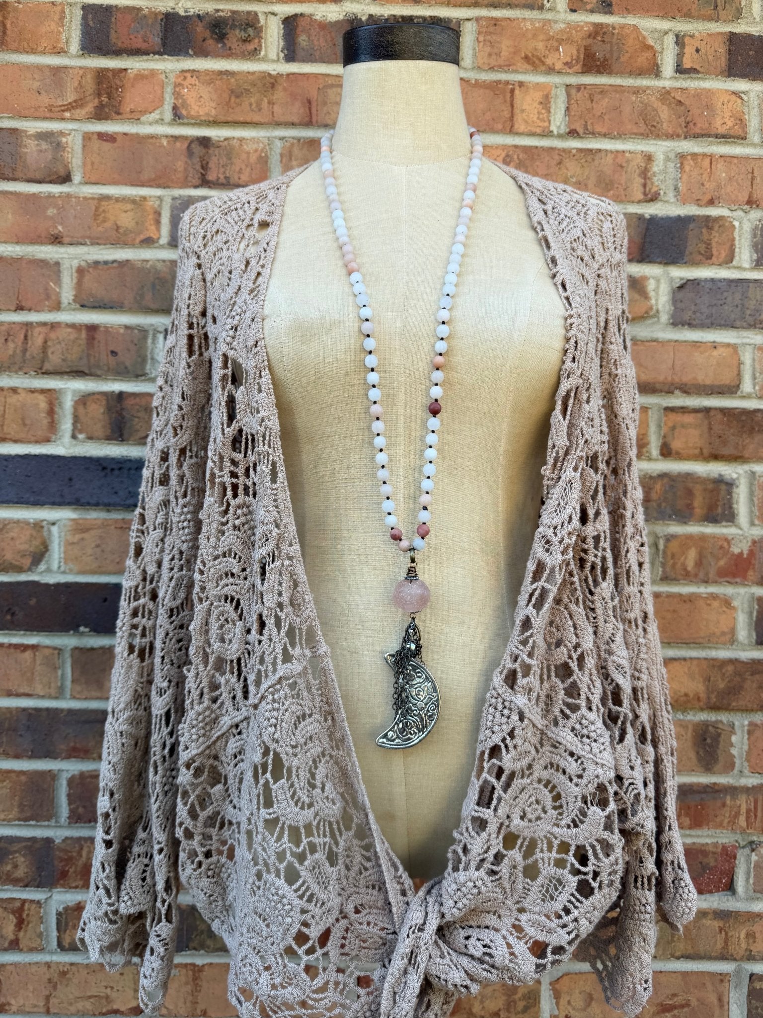 Carved Moon Drop w/ Recycled Glass - ivyandlavyboutique ivyandlavyboutique