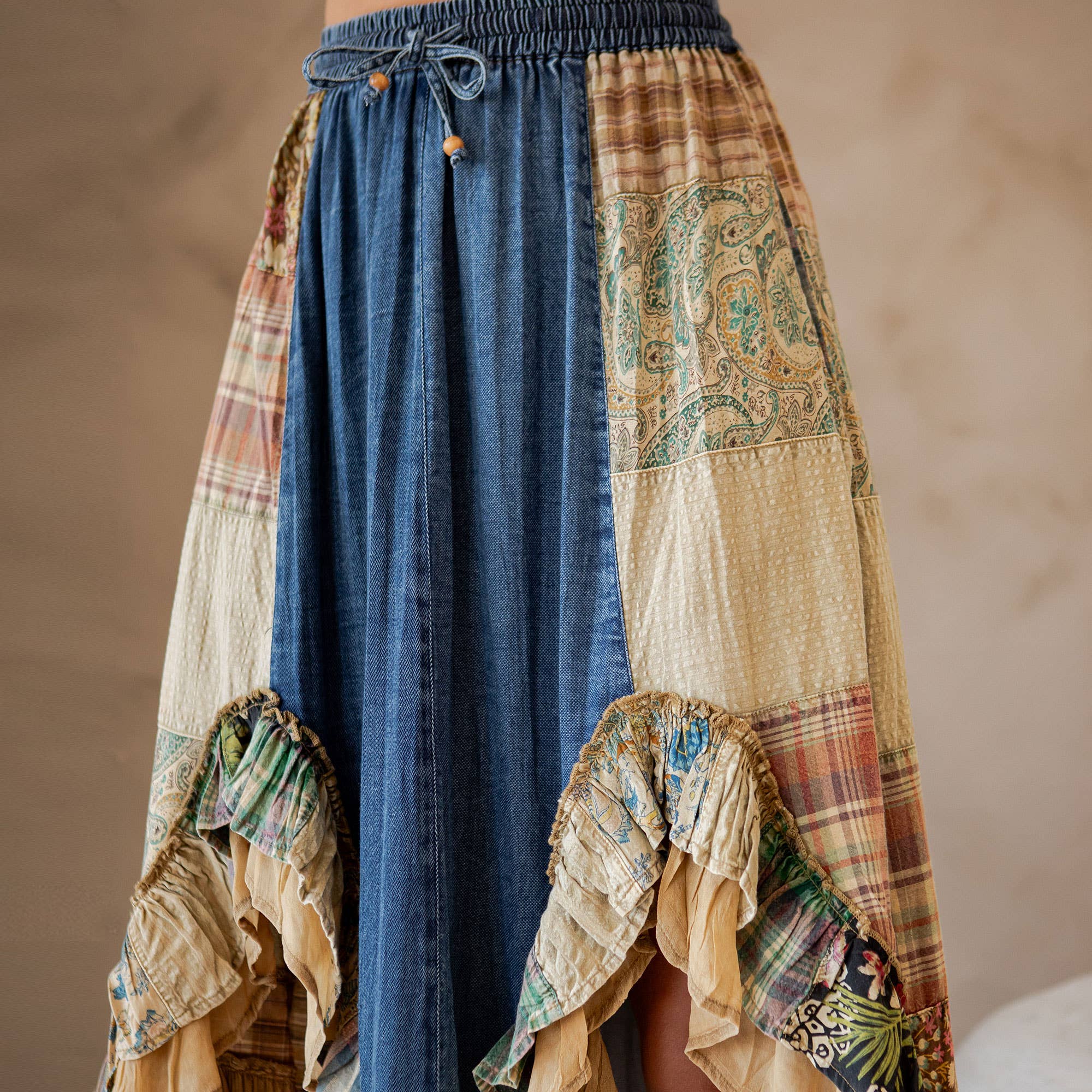 Western Boho Chic Patchwork Midi