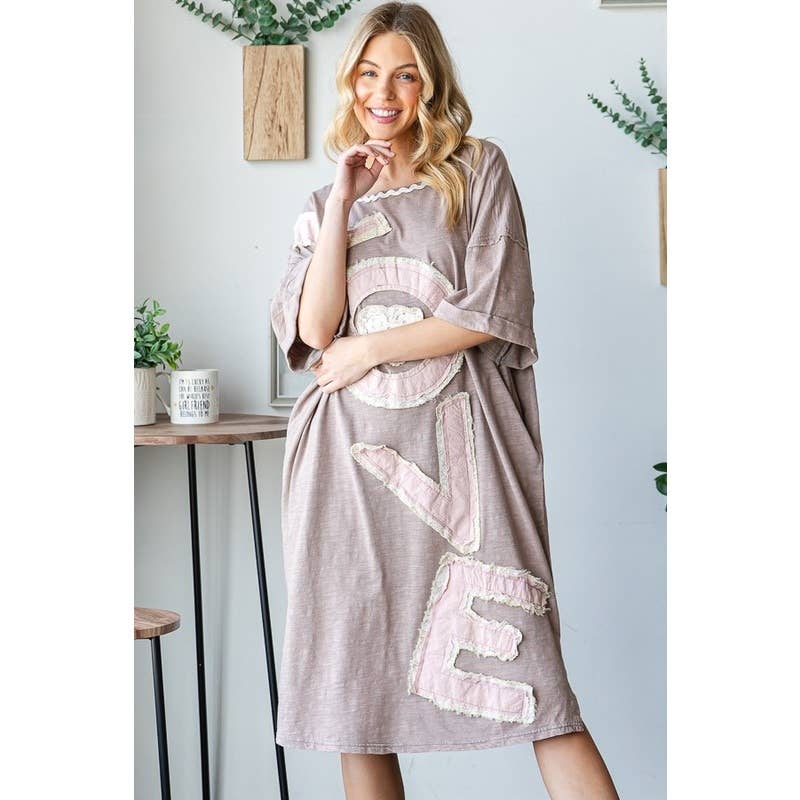 Your Love Embroidered T-Shirt Dress in Blues