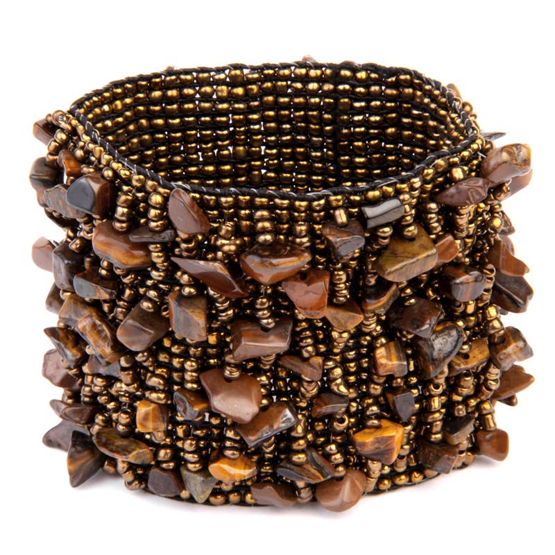 Stone chip cuff stretch bronze