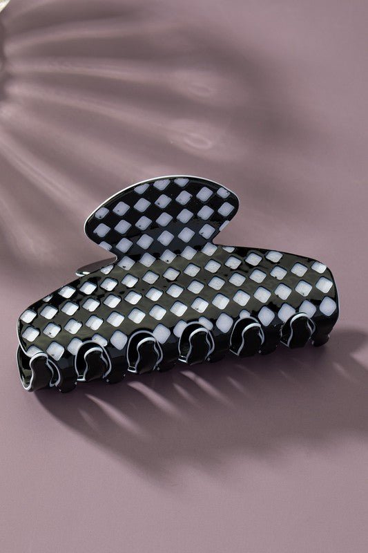 checker pattern hair claw clip - ivyandlavyboutique LA3accessories