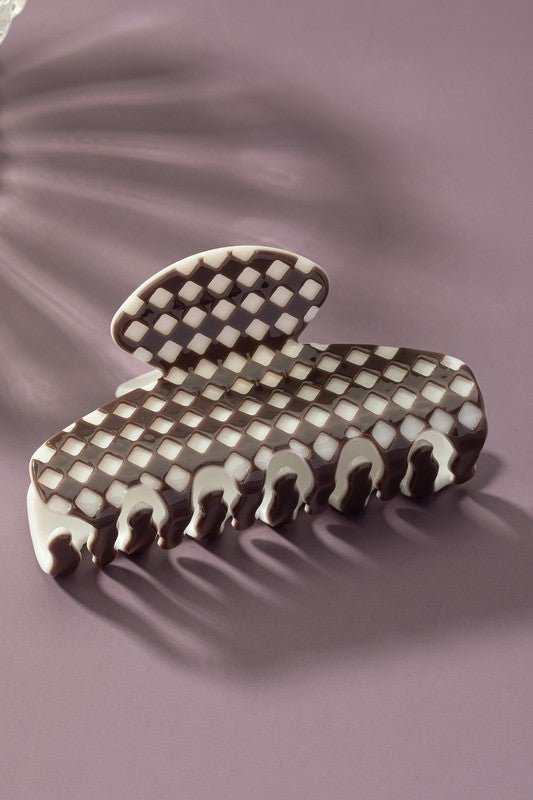 checker pattern hair claw clip - ivyandlavyboutique LA3accessories