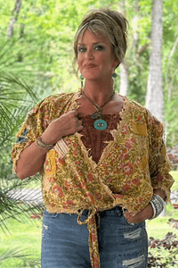 Cheerful Walks Wrap Top in Sunshine Florals - ivyandlavyboutique Jaded Gypsy
