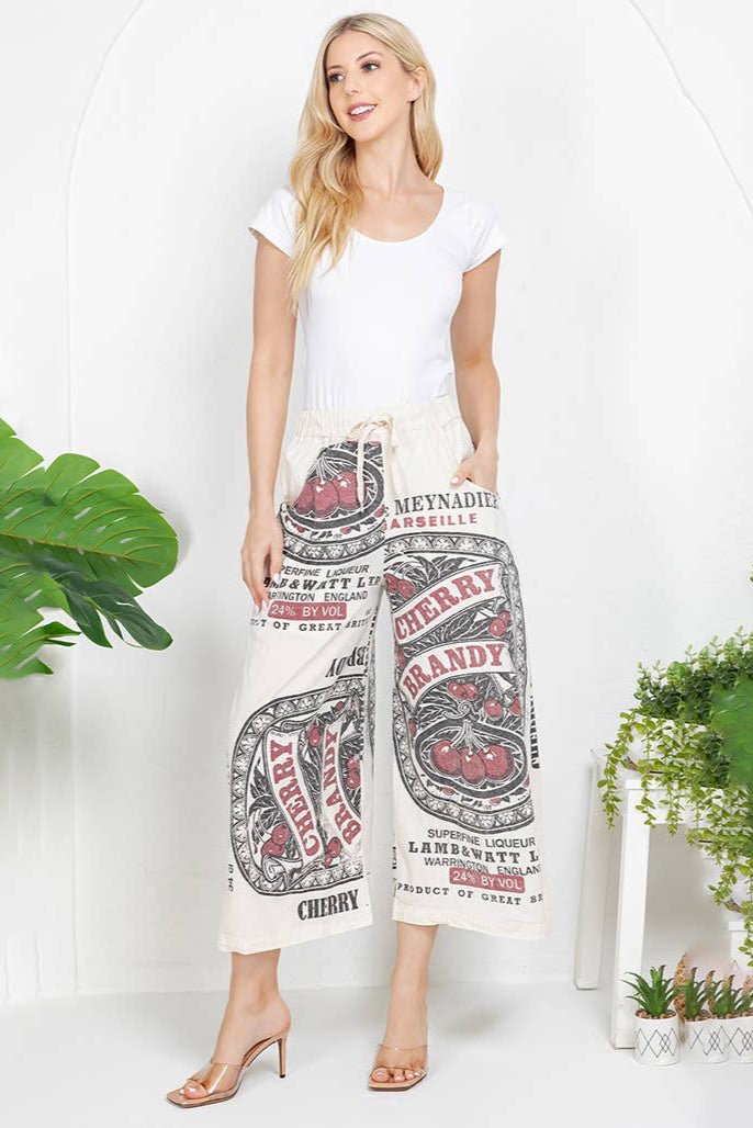 Cherry Boho Cotton Culotte Capri Pull On Pants - ivyandlavyboutique Kathmandu Imports